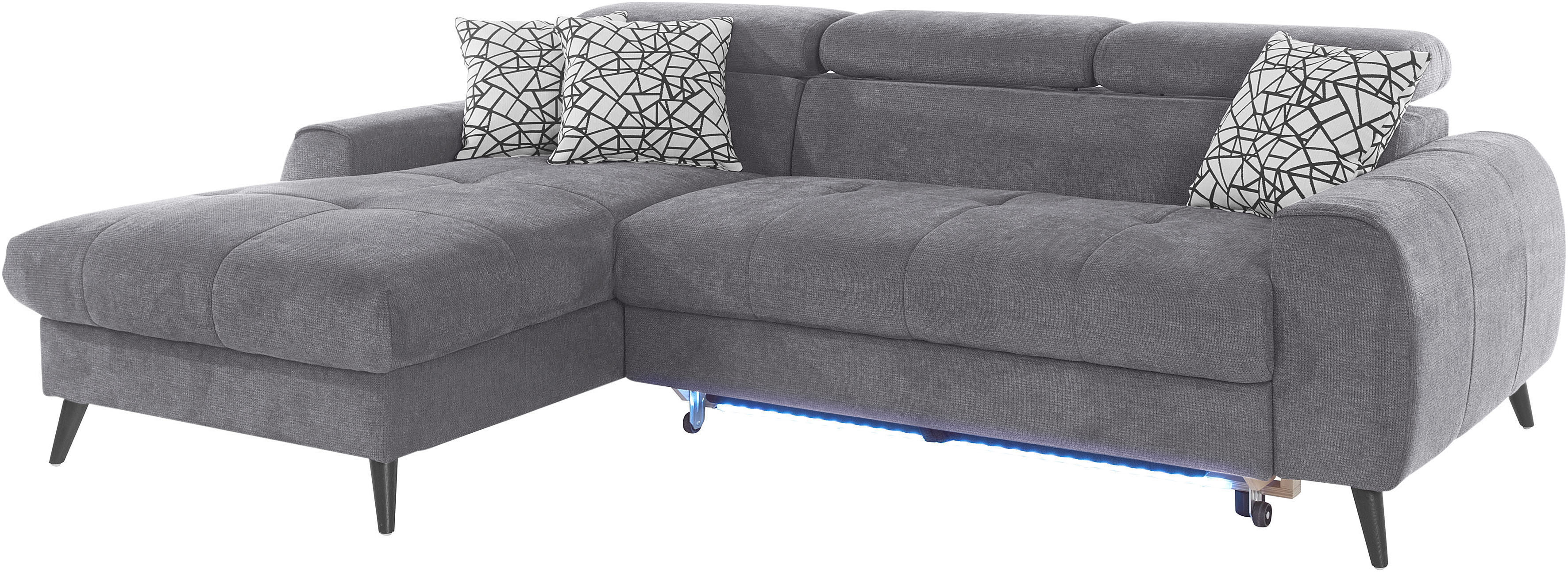 Thumbnail - COTTA Ecksofa "Mia L-Form mit 3 Zierkissen", wahlweise mit Bettfunktion, Bettkasten, Beleuchtung & Wireless-Charger