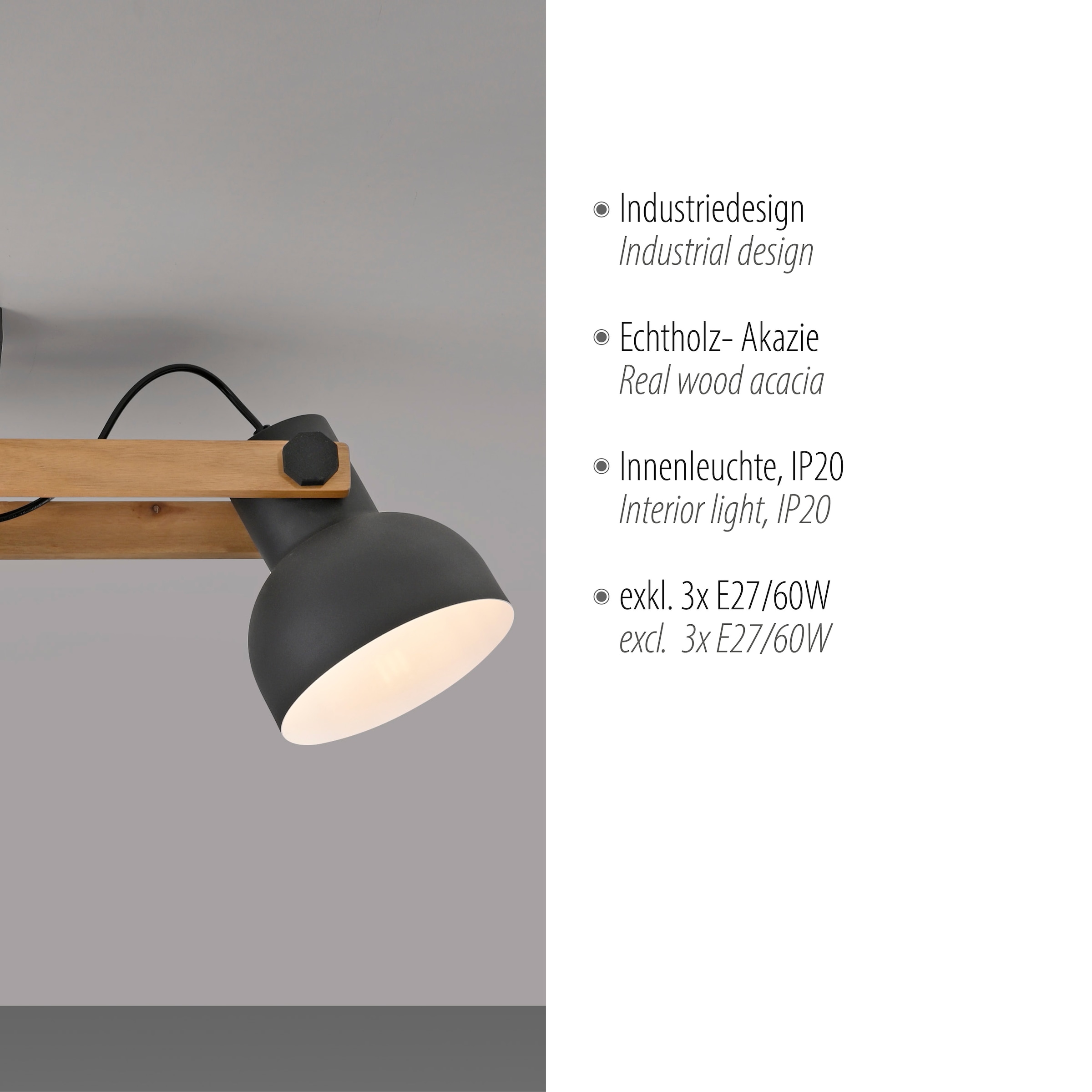 JUST LIGHT Deckenleuchte »CUP 2.0«, 3 flammig, Leuchtmittel E27 | Leuchtmittel wechselbar, ExklusiveE27