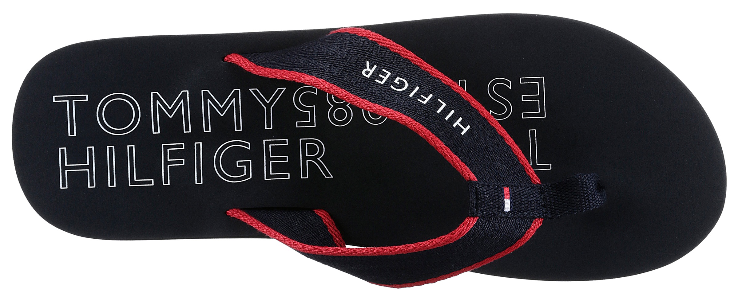 Tommy Hilfiger Zehentrenner »SPORTY HILFIGER BEACH SANDAL«, mit großem Logo auf der Innensohle