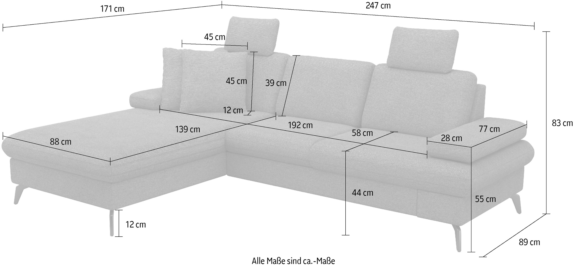 sit&more Ecksofa »Morris Jubi, L-Form«, inkl. Armteilfunktion und 1 Zierkissen, wahlweise mit Bettfunktion