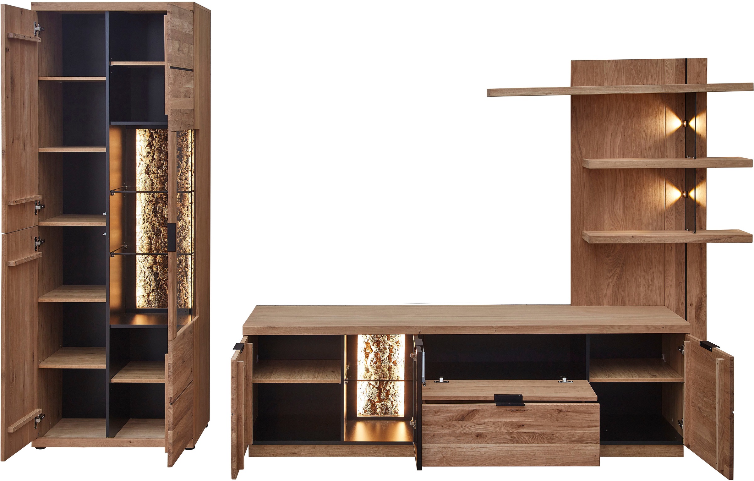 Innostyle Wohnwand »Donna Wohnwand, 310x207x50 (BxHxT) Echtkork Absetzung« 3 Stk. tlg.