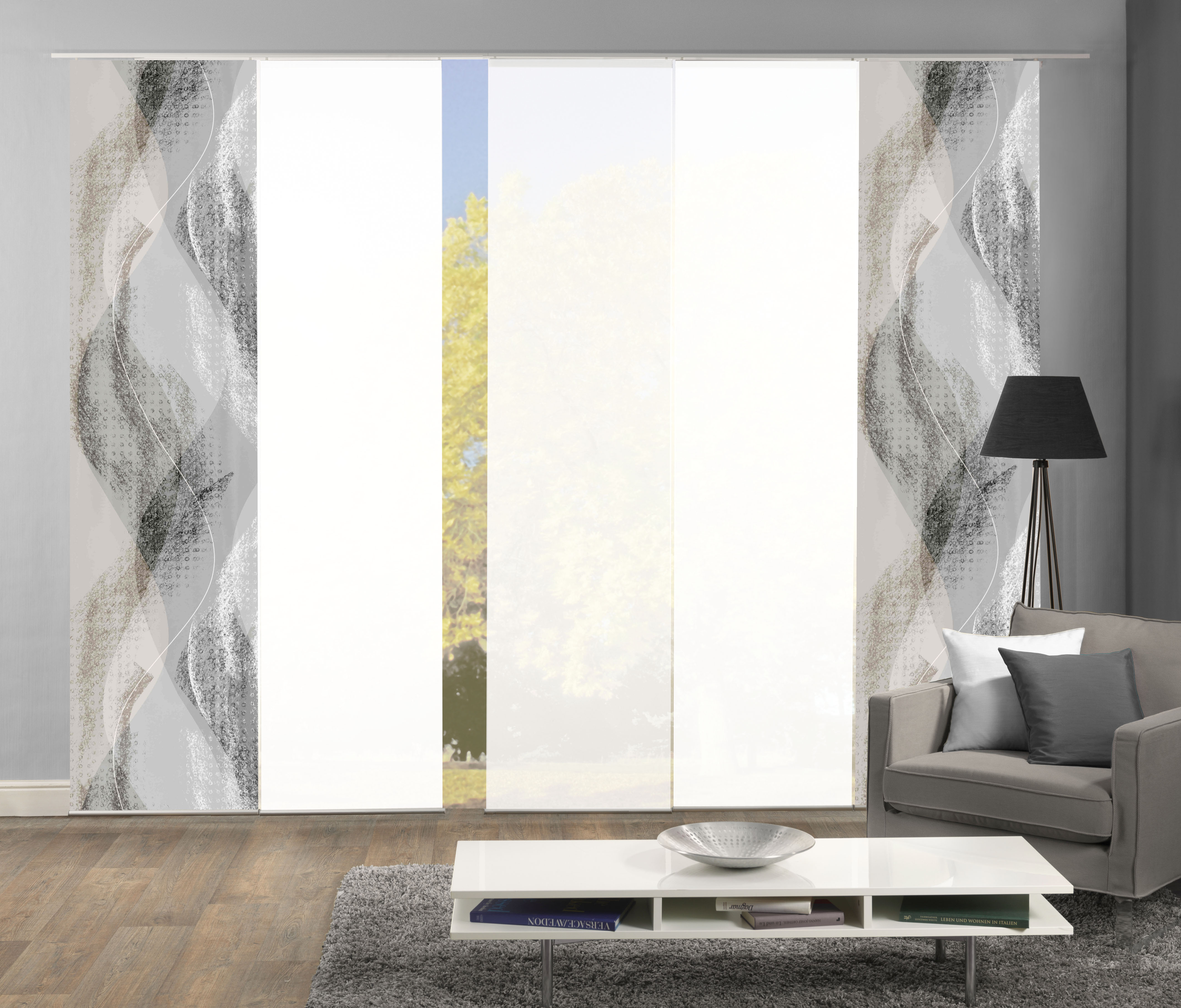 Thumbnail - HOME WOHNIDEEN Schiebegardine "TORRE" Paneelwagen 1 Stk. tlg. DIGITALDRUCK