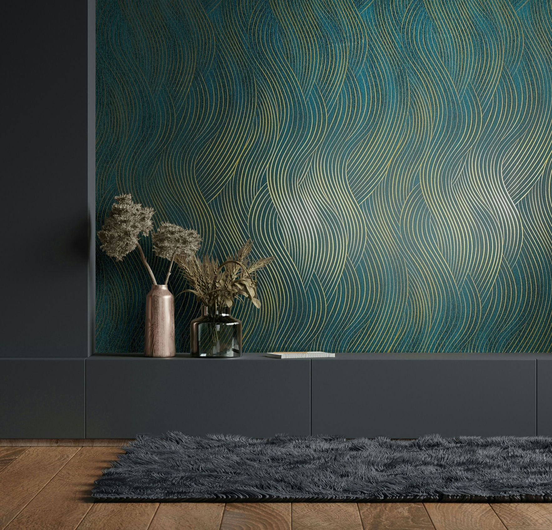 Marburg Vliestapete "Tapete Wavy Stripes" geometrisch geprägt moderne Vliestapete für Wohnzimmer Schlafzimmer Küche