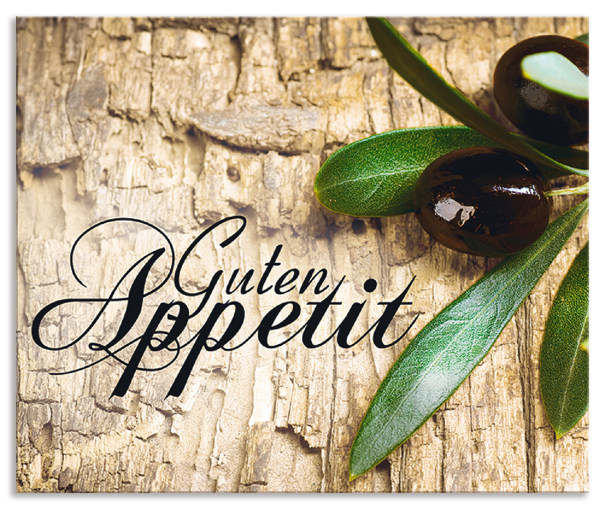 Küchenrückwand ARTLAND, B:60cm H:50cm, braun, Aluminium, Spritzschutzwände, "Oliven Guten Appetit", Alu Spritzschutz mit Klebeband, einfache Montage