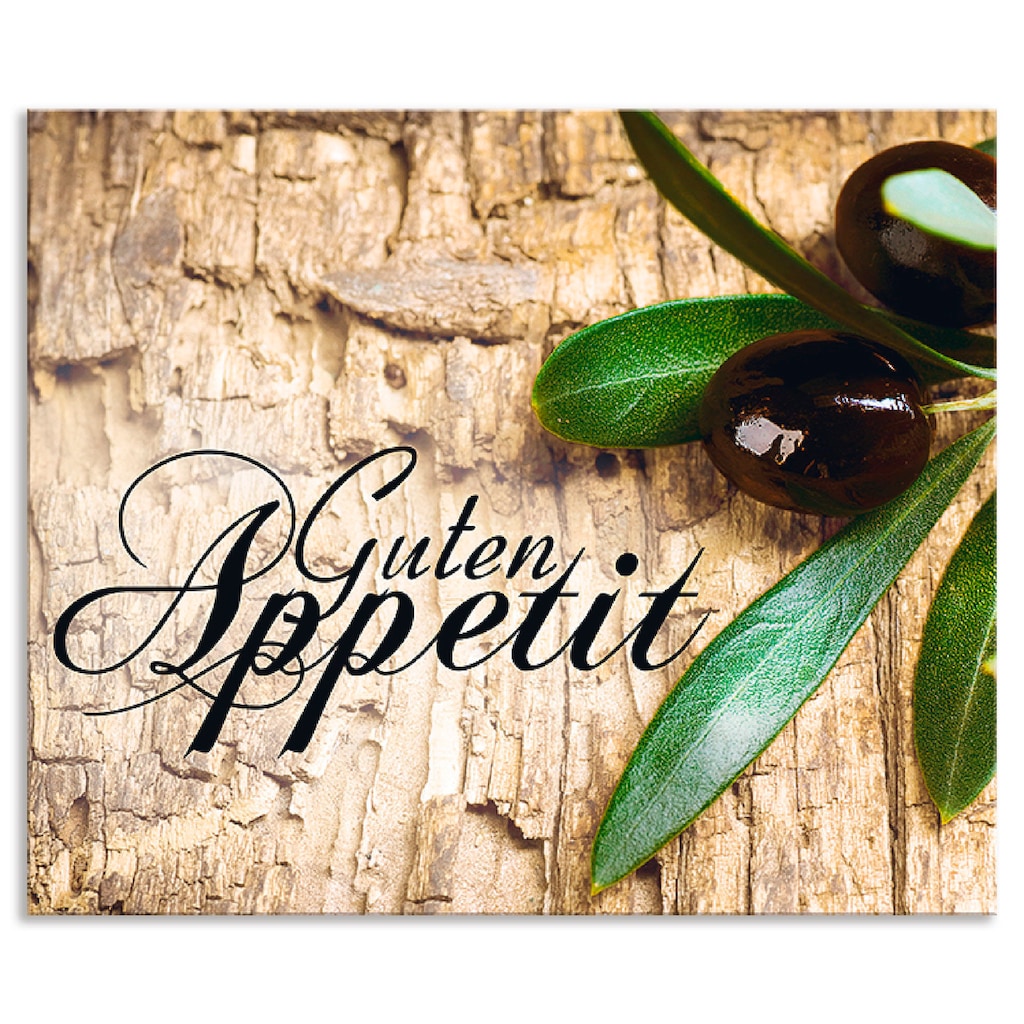 Artland Küchenrückwand »Oliven Guten Appetit«, (1 tlg.), Alu Spritzschutz mit Klebeband, einfache Montage
