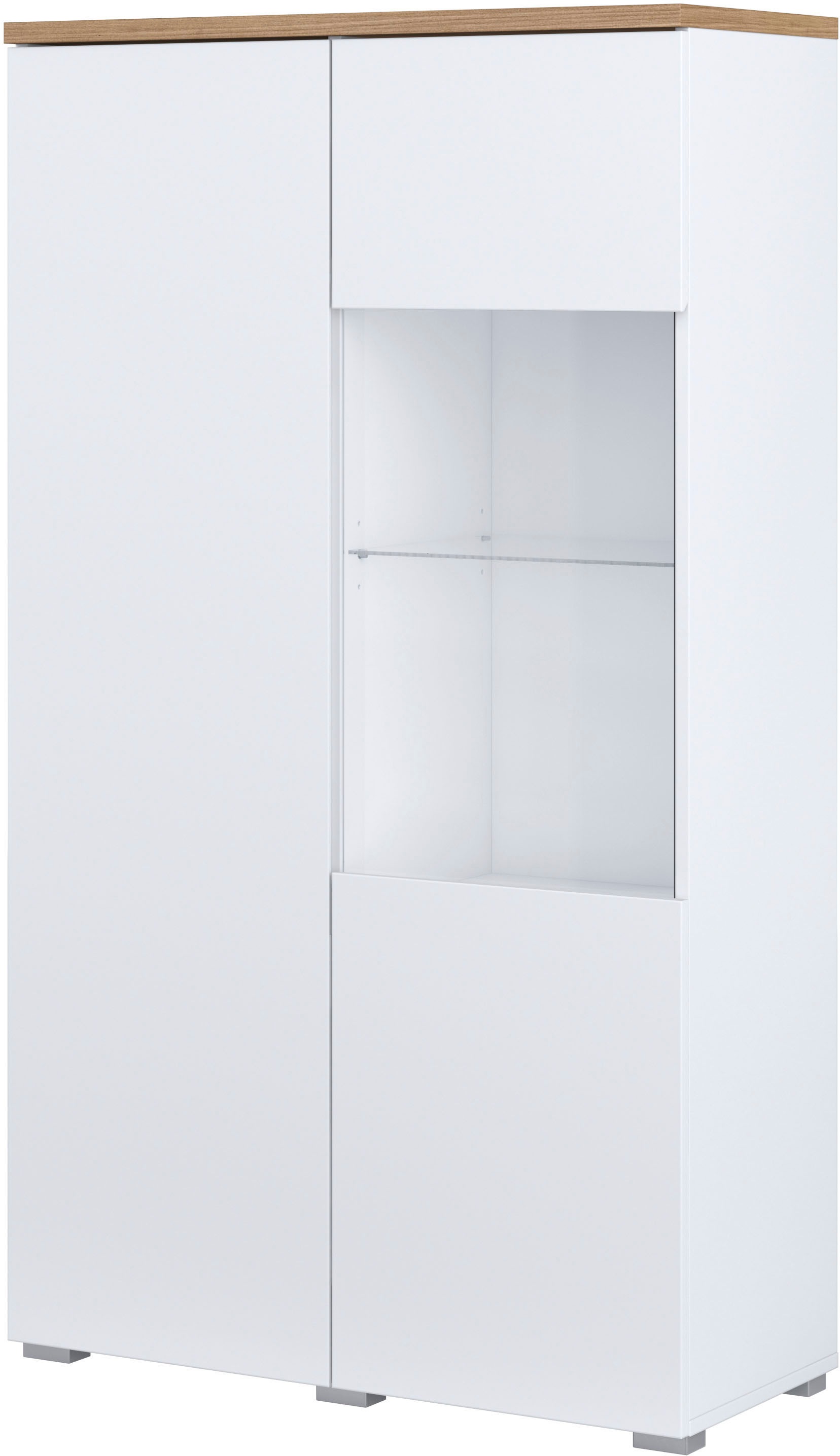 INOSIGN Vitrine »Modo, Breite 80 cm, moderner griffloser Vitrineschrank«, Vitrine mit viel Stauraum, Einlegeböden verstellbar, Glastür