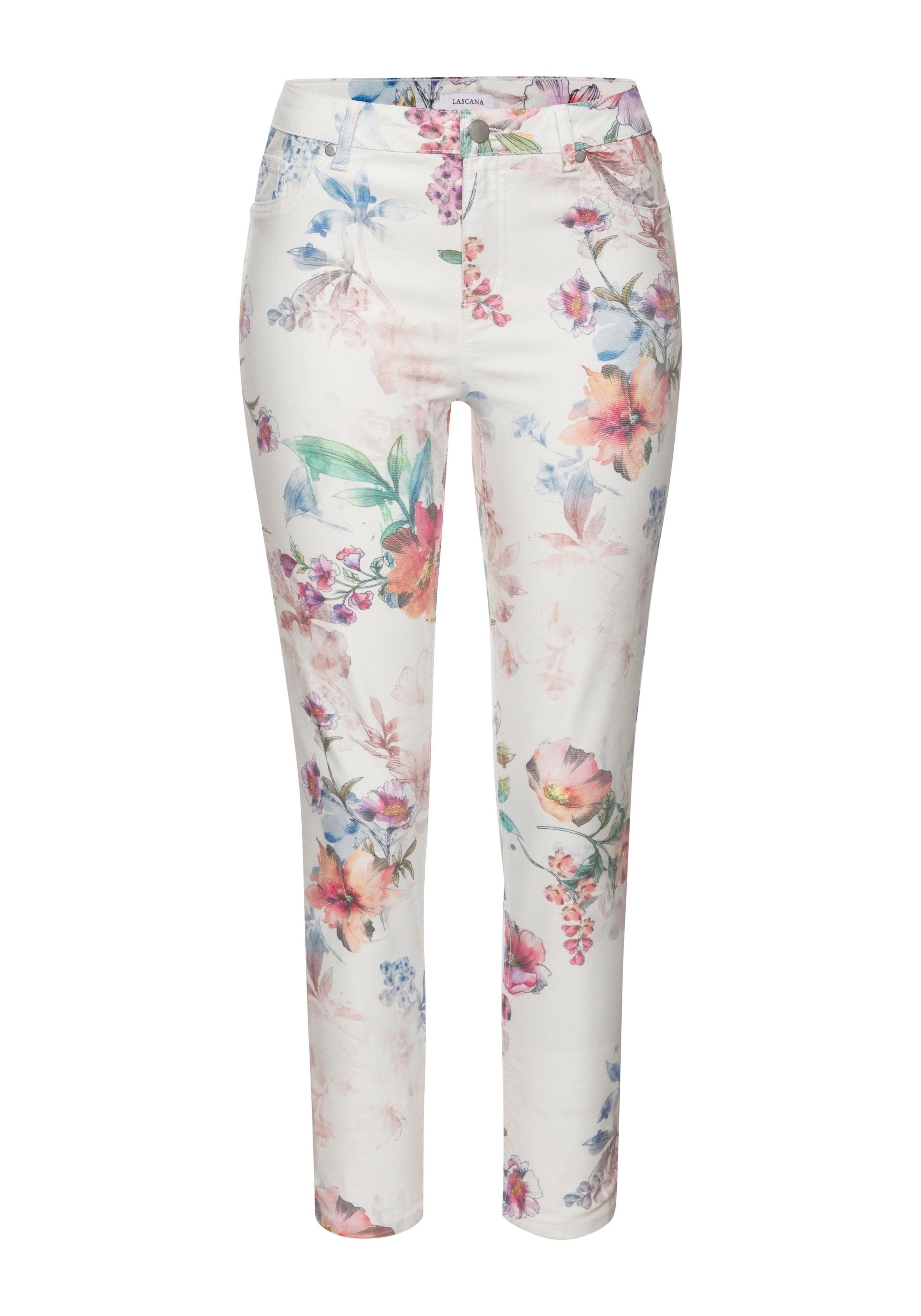 LASCANA 7/8-Jeggings mit Blumenprint, Skinny Jeans aus elastischem Baumwoll günstig online kaufen