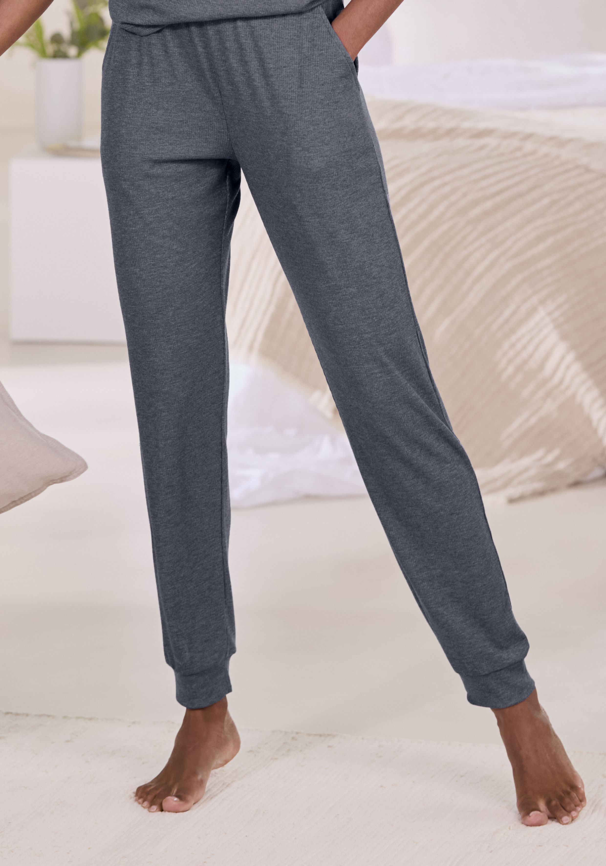 Vivance Dreams by Lascana Pyjamahose in weicher Rippqualität