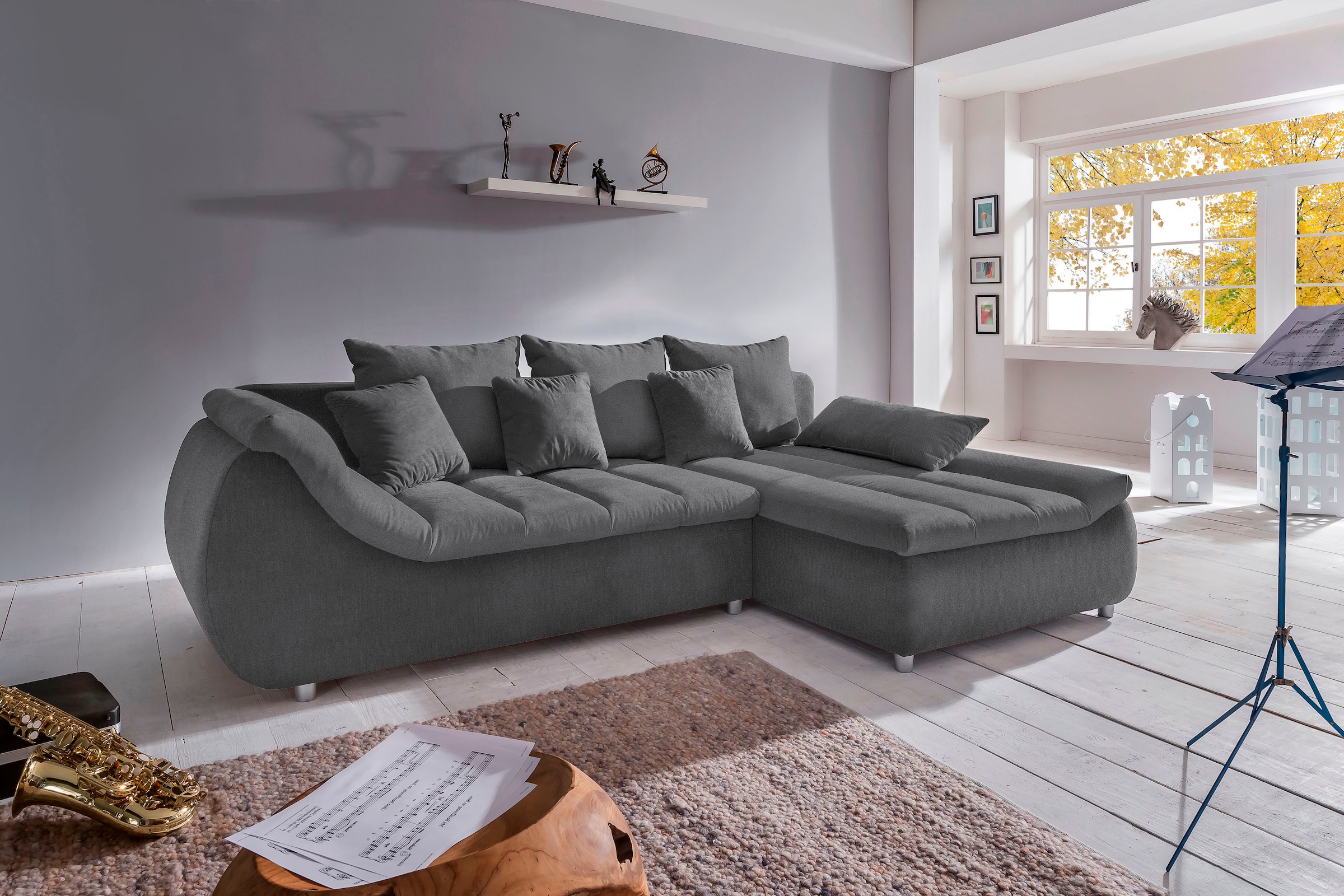 Home affaire Ecksofa "Imola, bequem, aktuelle Steppung im Sitz, L-Form, Breite 270cm" wahlweise mit Bettfunktion