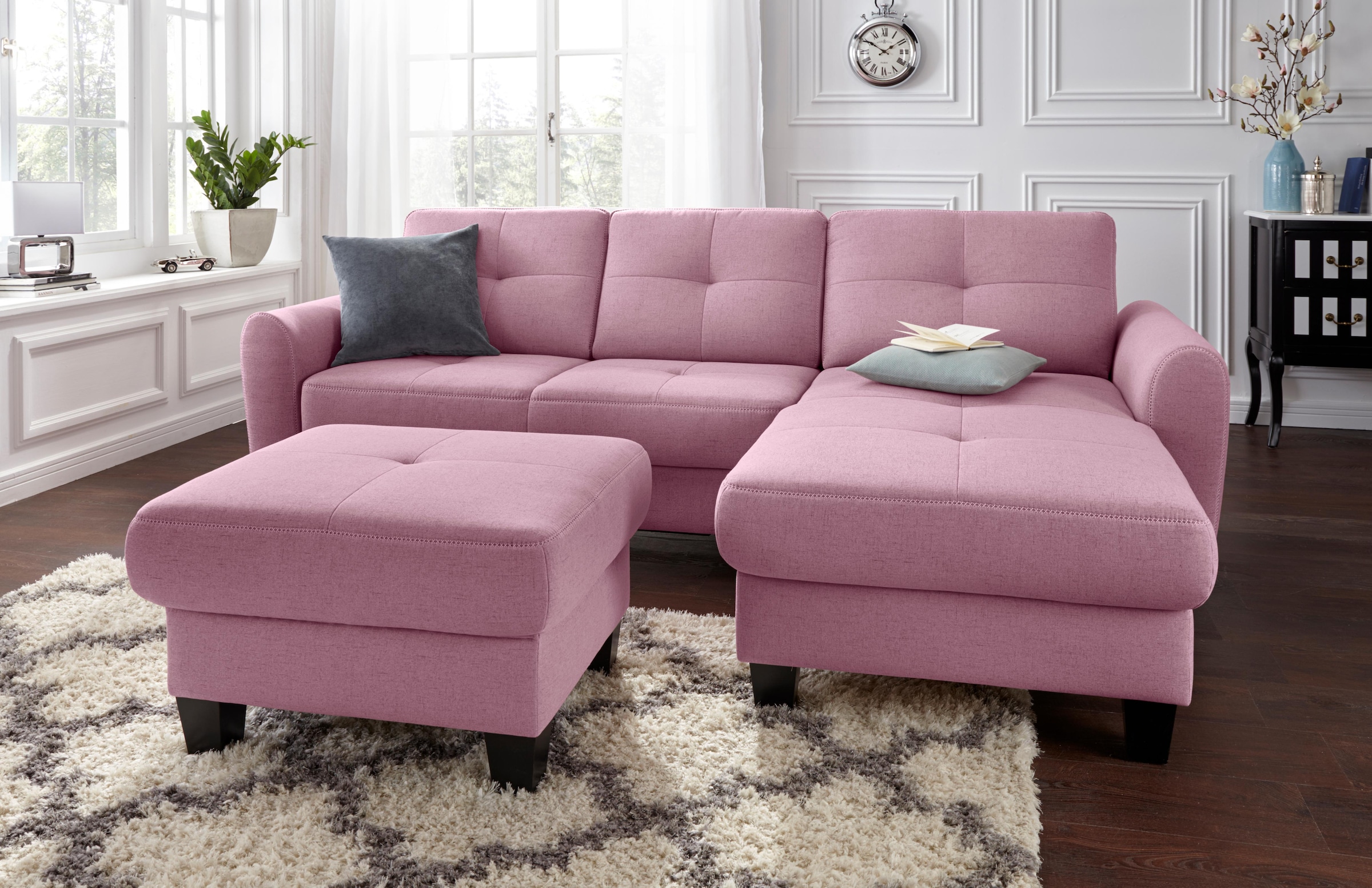 sit&more Ecksofa "Varese L-Form" mit Federkern, wahlweise mit Schlaffunktion und Stauraum