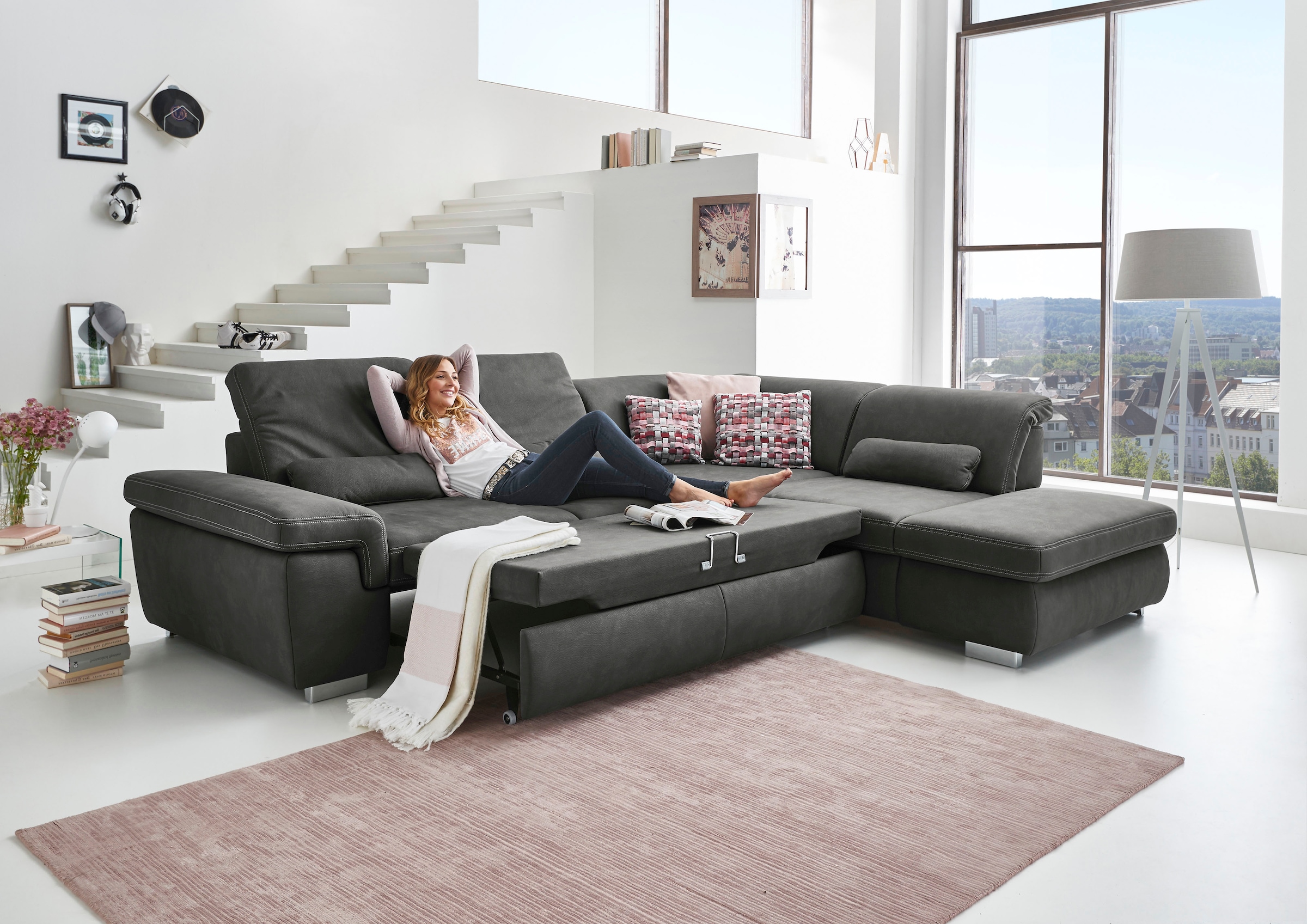 Die PlanBar Ecksofa »MP-IN17041 L-Form«, Sitztiefenverstellung, optional mit Kopfteilverstellung & Bettfunktion