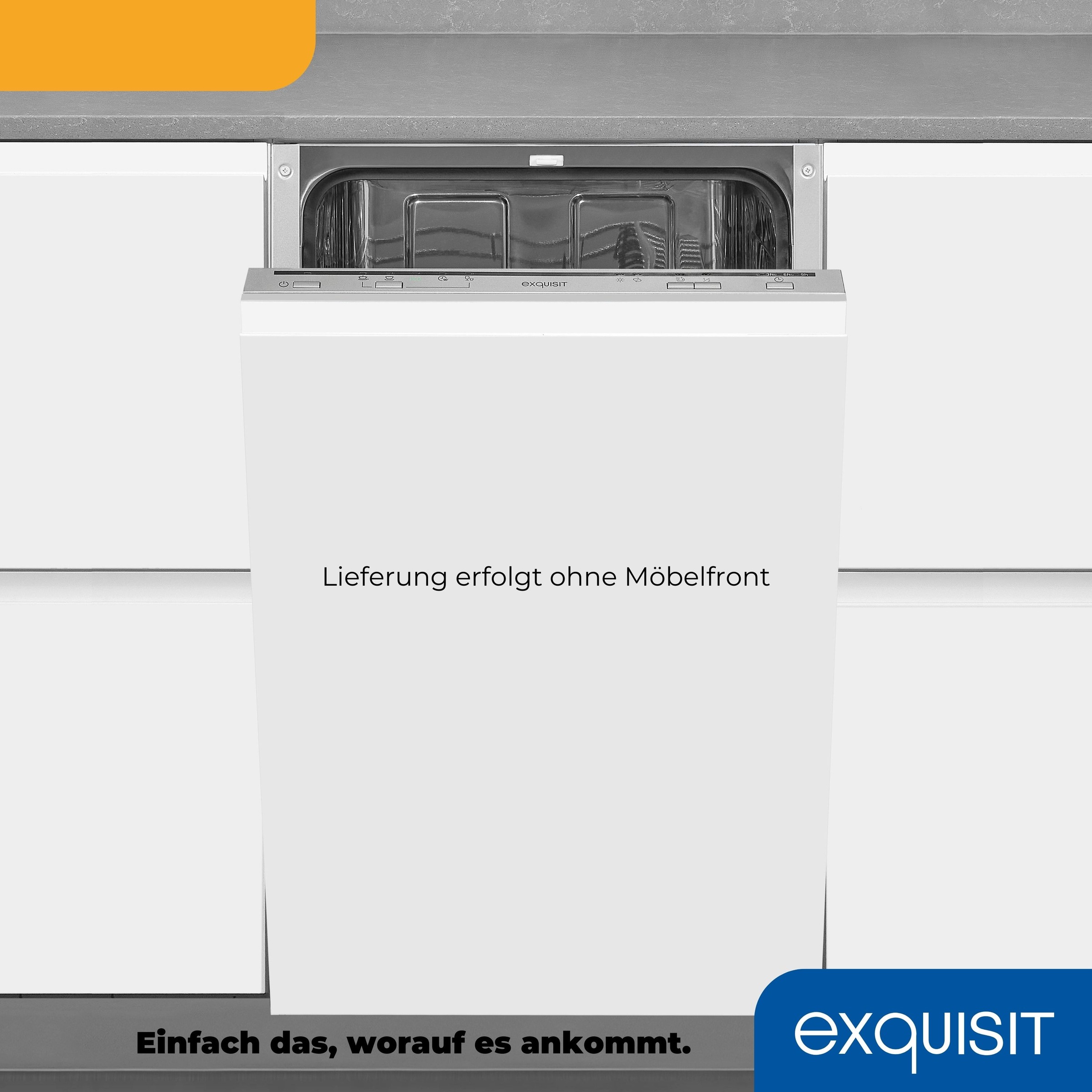 exquisit vollintegrierbarer Geschirrspüler "EGSP1009-E-030E silber" 9 l 9 Maßgedecke Kompakt und ideal für kleine, schmale Nischen, kleine(Single)Haushalte