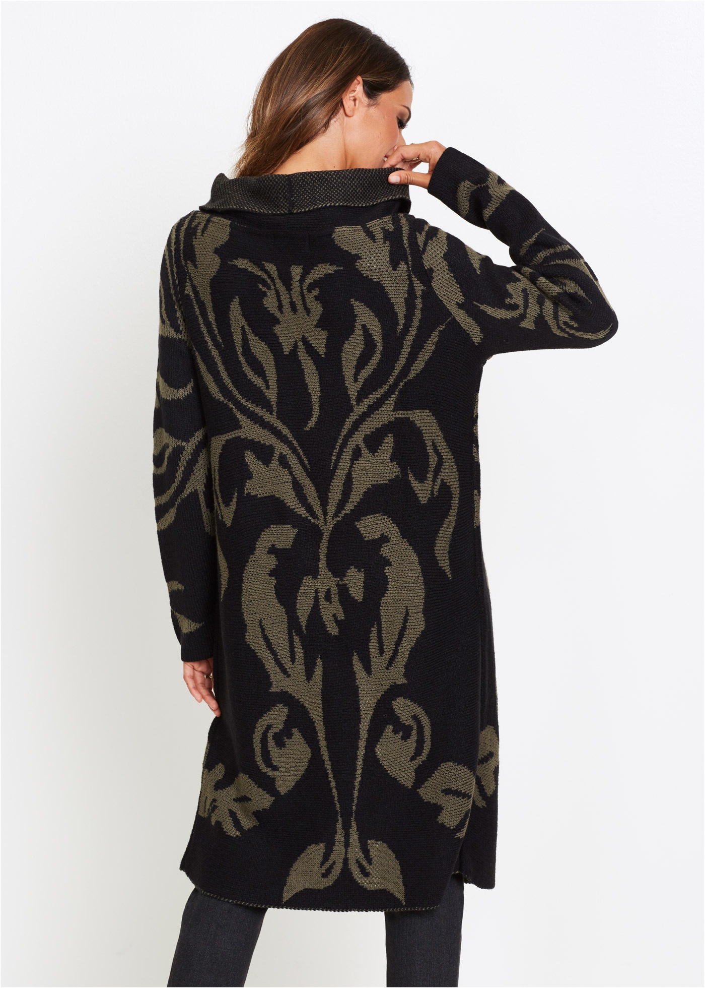 bonprix Strickmantel Jacquard-Strick in Oversize-Passform, mit Schallkragen