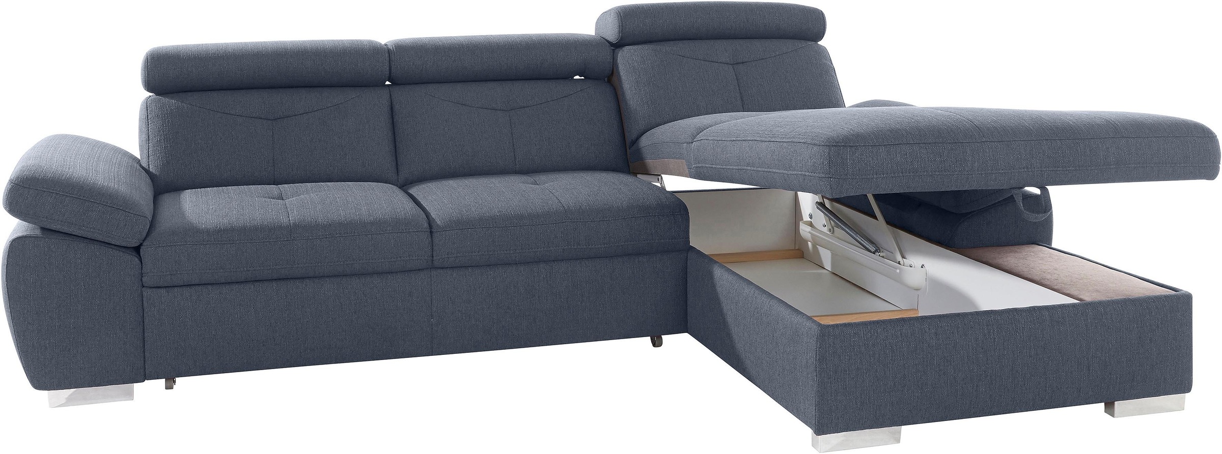exxpo - sofa fashion Ecksofa »Spring, super bequem, mit Armteil- und Kopfteilfunktion«, L-Form, wahlweise mit Bettfunktion und Bettkasten