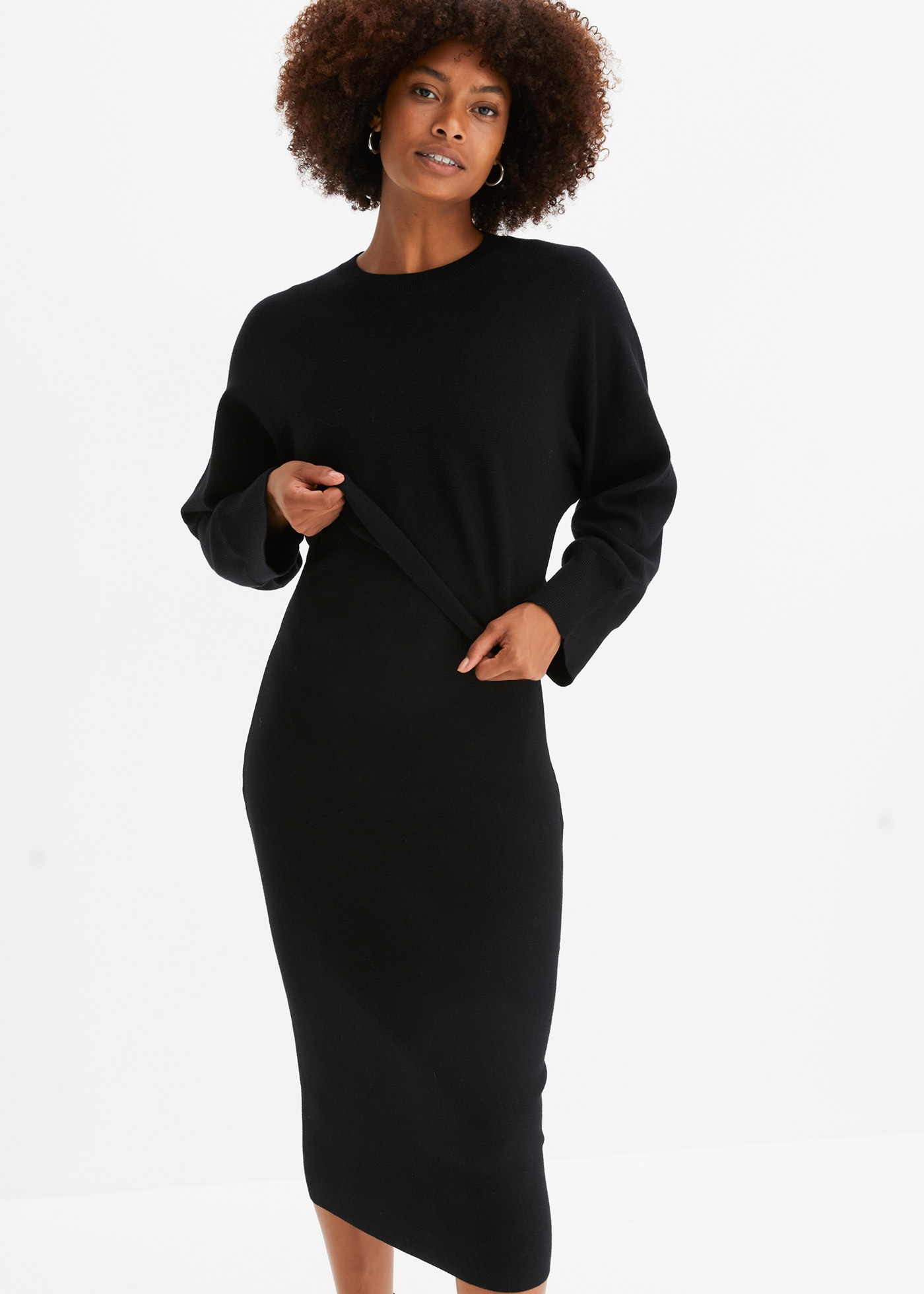 bonprix Strickkleid Set, 2 tlg. aus Viskose-Mischung, lässig geschnitten, 2-teiliges Set