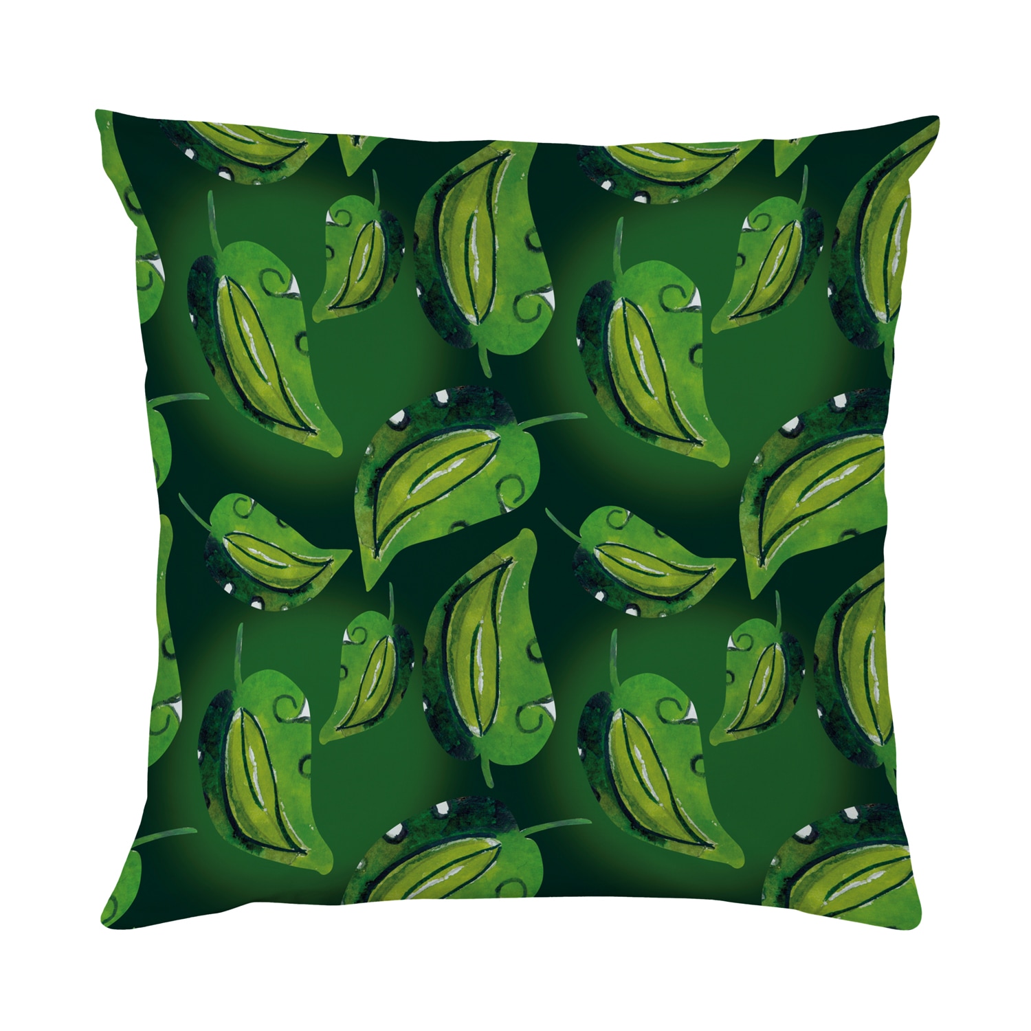 queence Dekokissen "Grüne Blätter" Beidseitig bedruckte Kissenhülle, Kissen 40x40cm, inkl. Reißverschluss