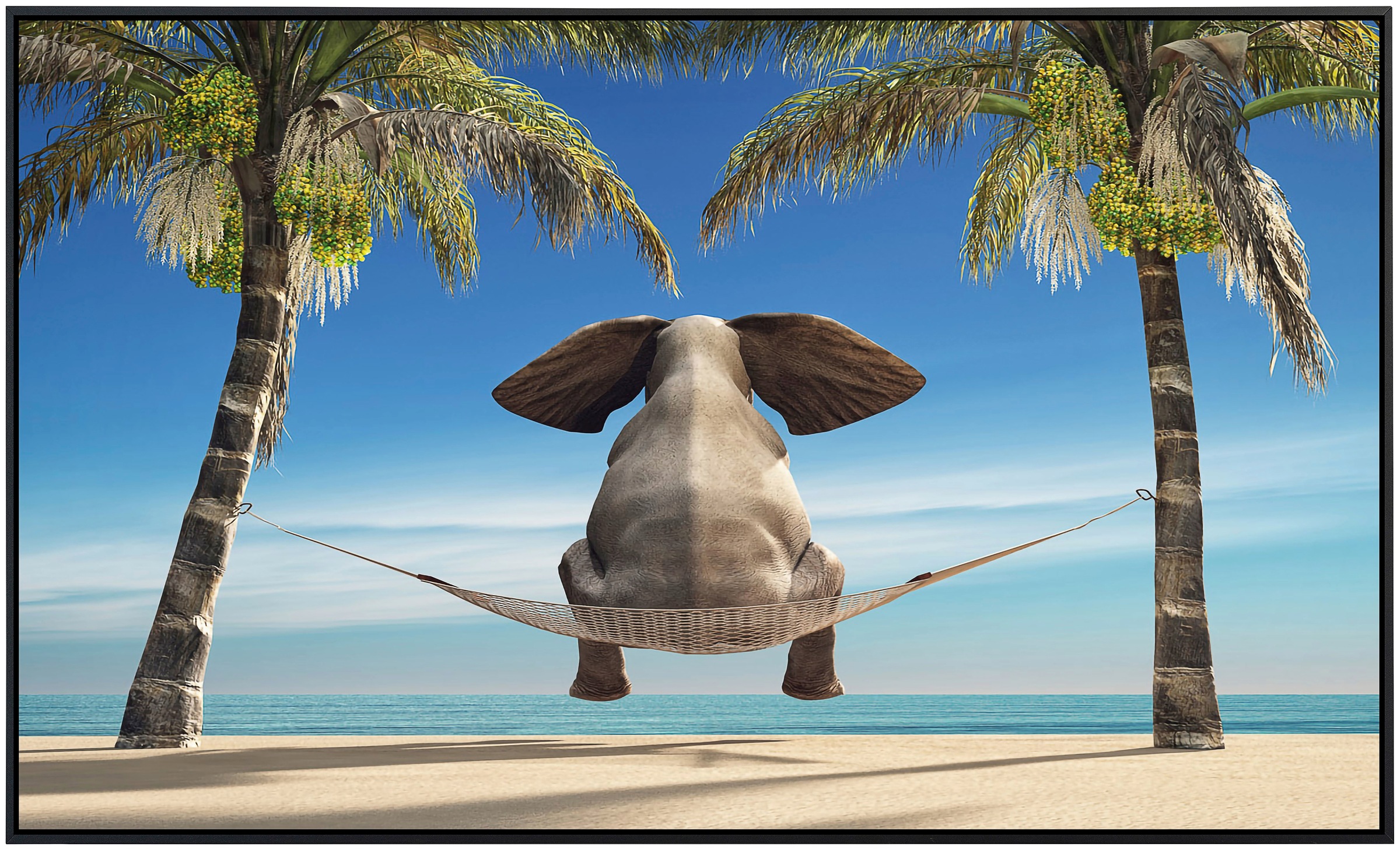 Papermoon Infrarotheizung »Elefant auf Hängematte an Strand«, sehr angenehme Strahlungswärme