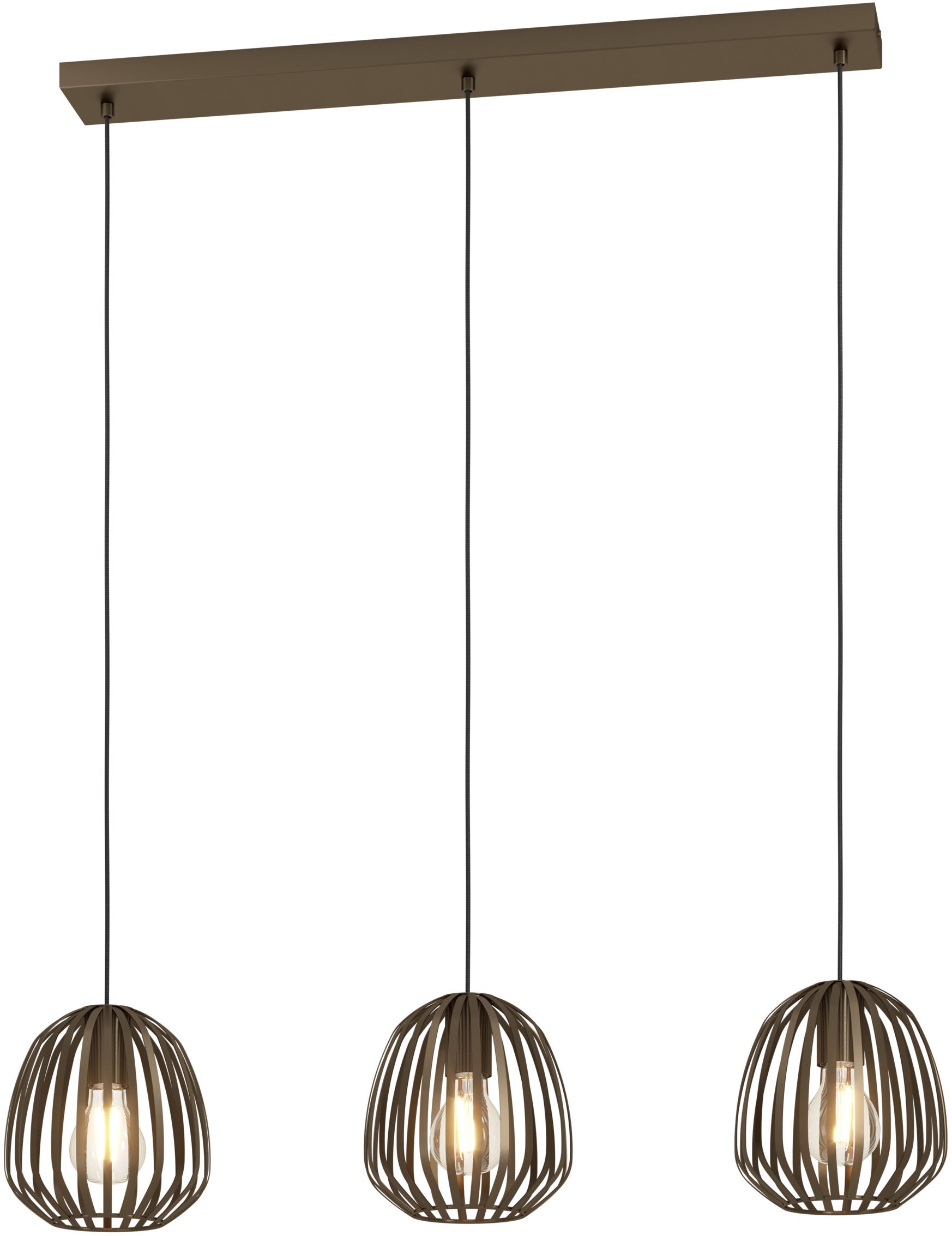 "EGLO Hängeleuchte ""ESPINAL Pendellampe - Stahl - E27 - 3X40W - IP20"", braun (bronze), 3, H: 110cm, 1 Stk., Leuchten, Hängelampe, Deckenlampe