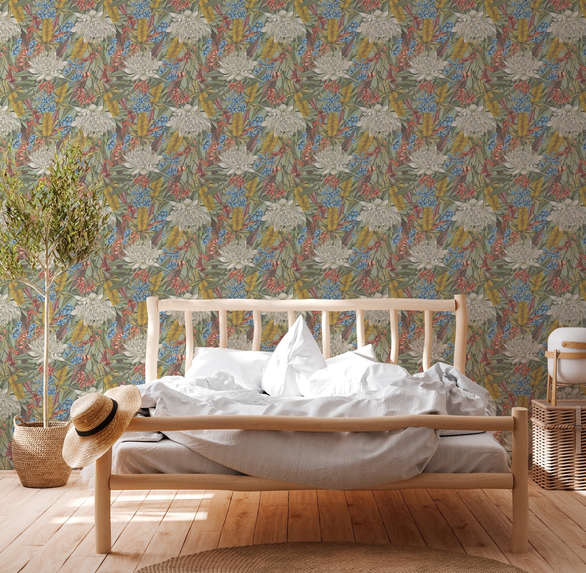 living walls Vliestapete »Drawn Into Nature Blumen-Tapete Mustertapete Pflanzen Natur« matt strukturiert Vliestapete Blümchen für Schlafzimmer Küche Wohnzimmer Blumen Design