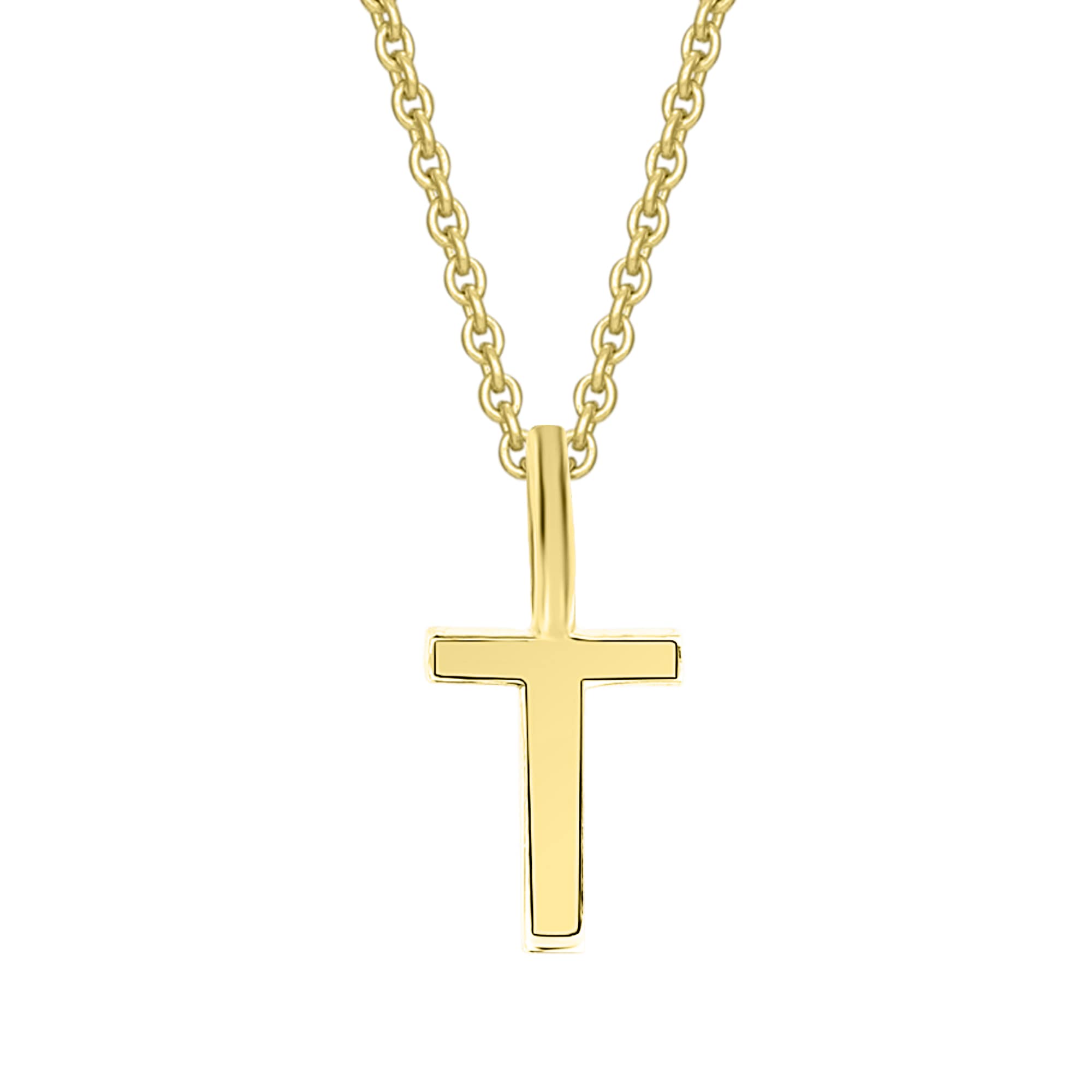ONE ELEMENT Kette mit Anhänger »Buchstabe T Buchstaben Anhänger aus 333 Gelbgold«, Damen Schmuckset - Set mit verstellbarer Halskette