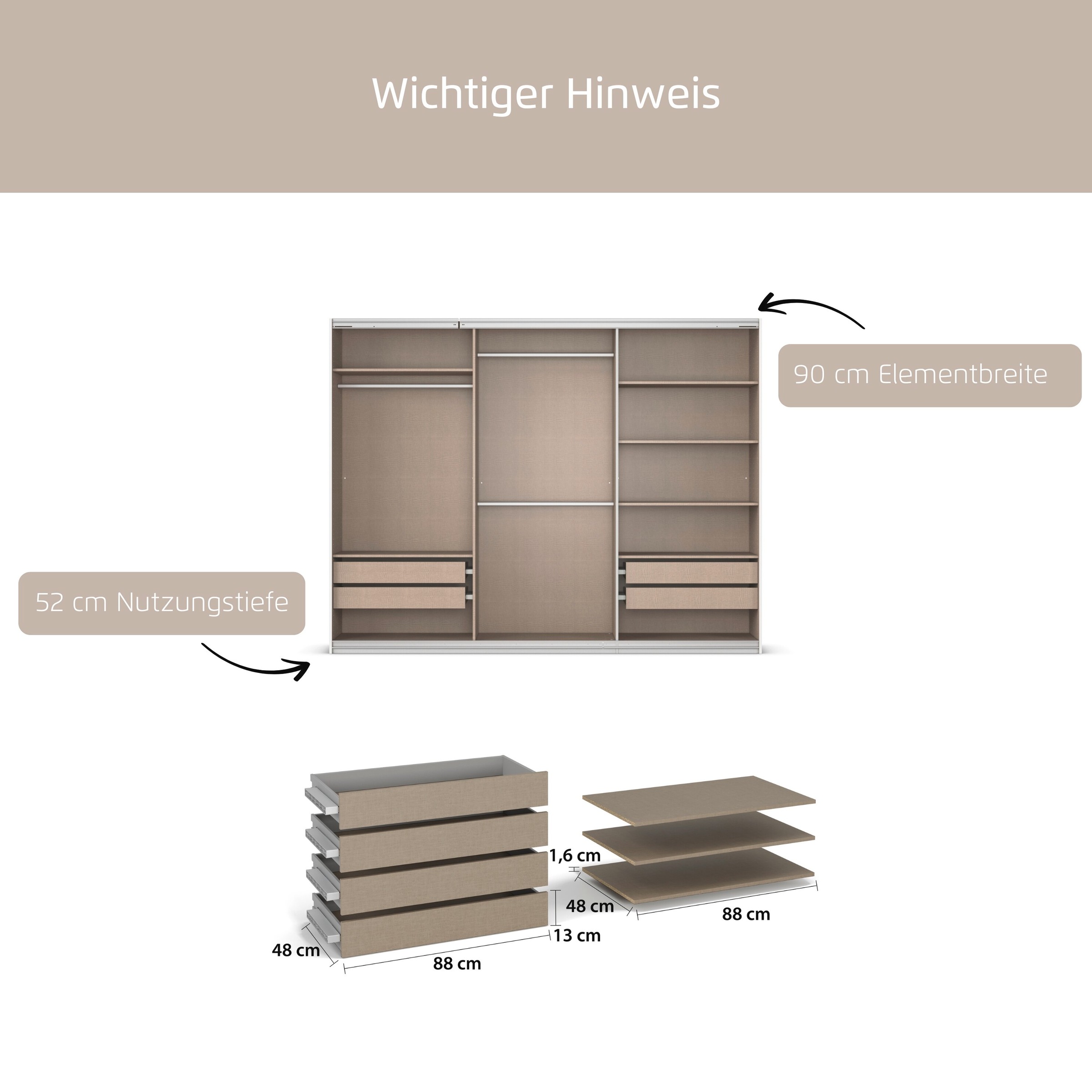 rauch Schubladeneinsatz "Zubehör für Schwebetürenschränke Rauch ORANGE" Set günstig online kaufen