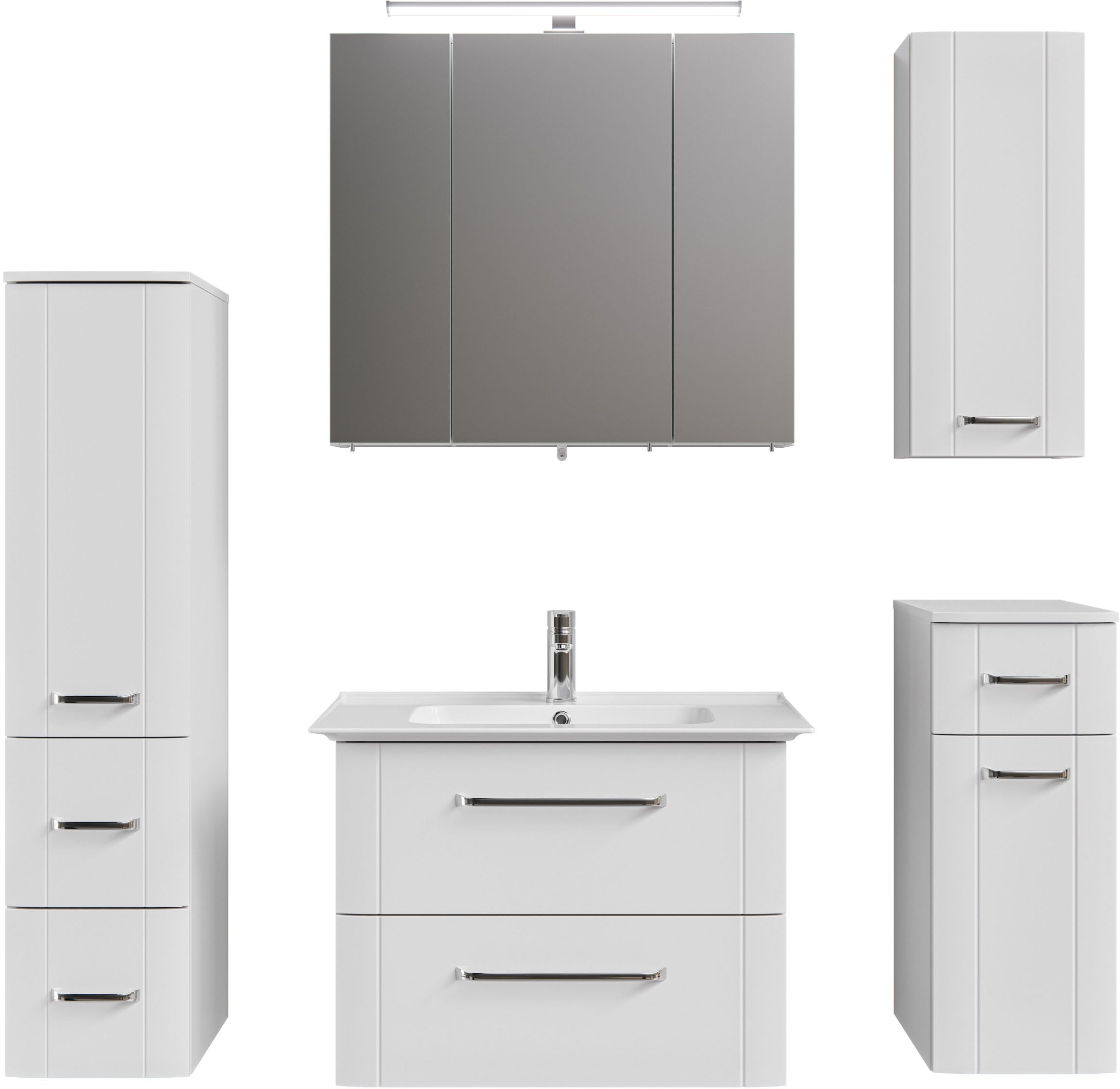Saphir "Serie 3006 5-teilig Keramik-Waschtisch mit Spiegelschrank" 6 Stk. tlg.