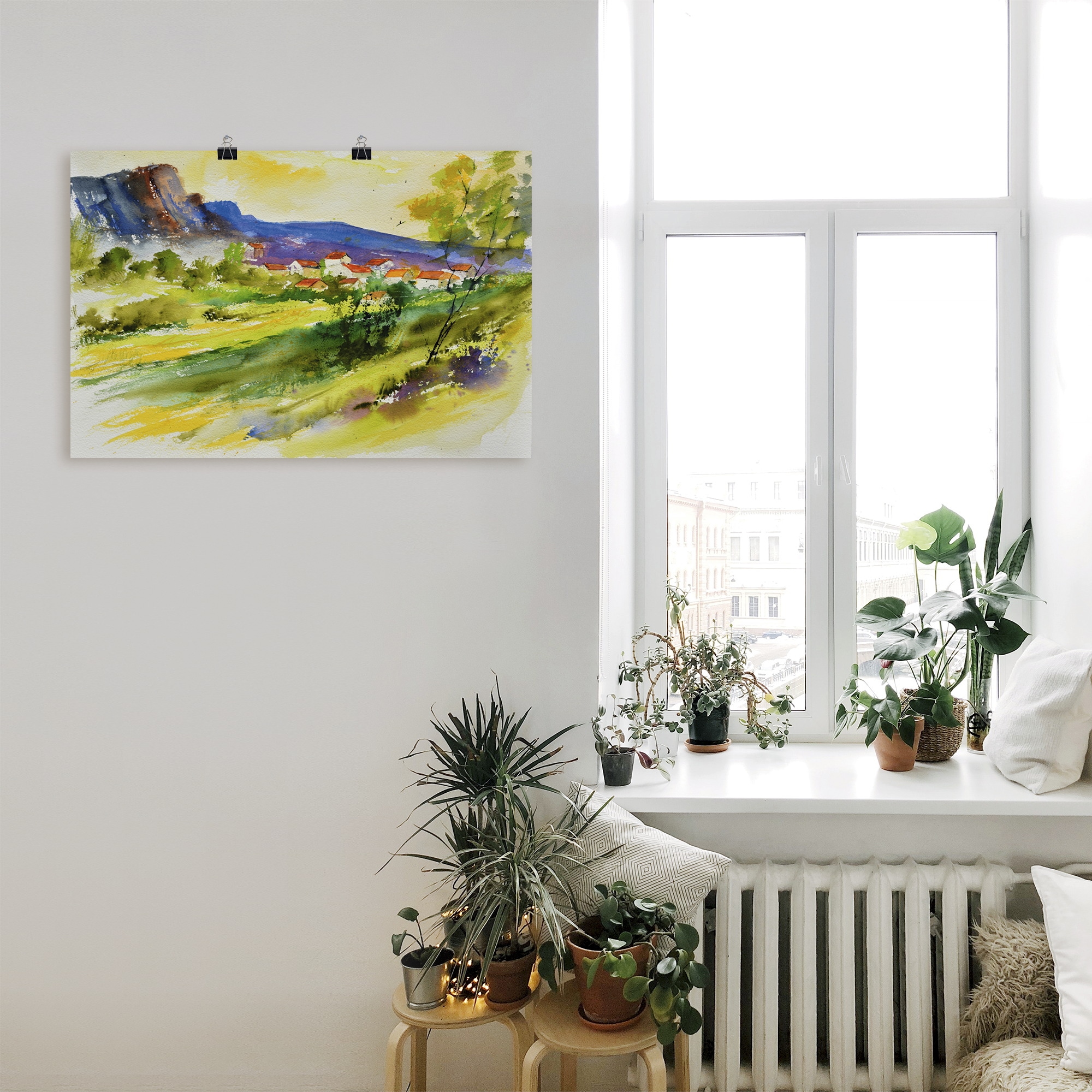 Artland Wandbild "Landschaft und Wohnhäuser", Wiesen & Bäume, (1 St.), als günstig online kaufen