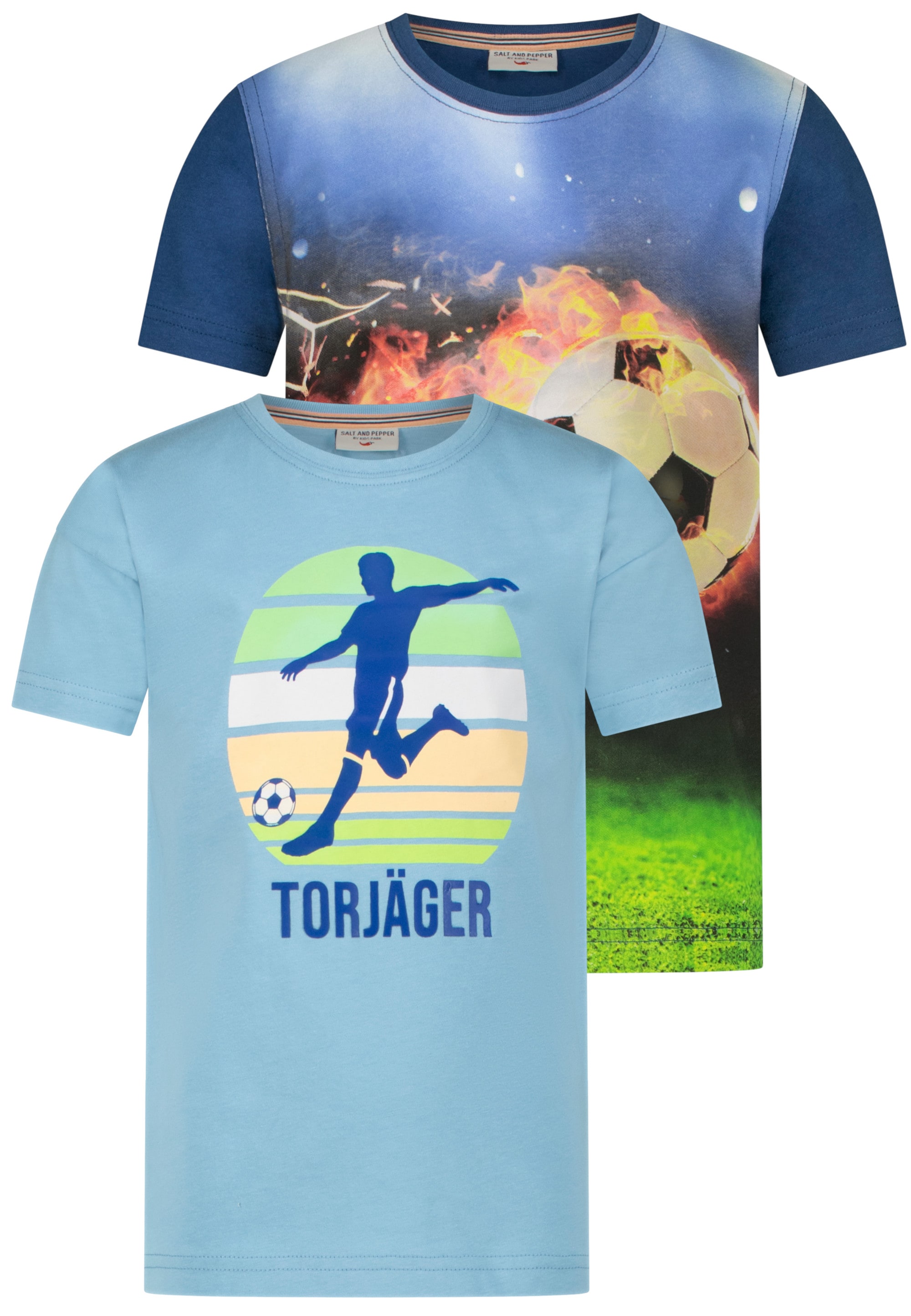 T-Shirt »Torjäger«, (2 tlg.), mit tollem Fußballmotiv
