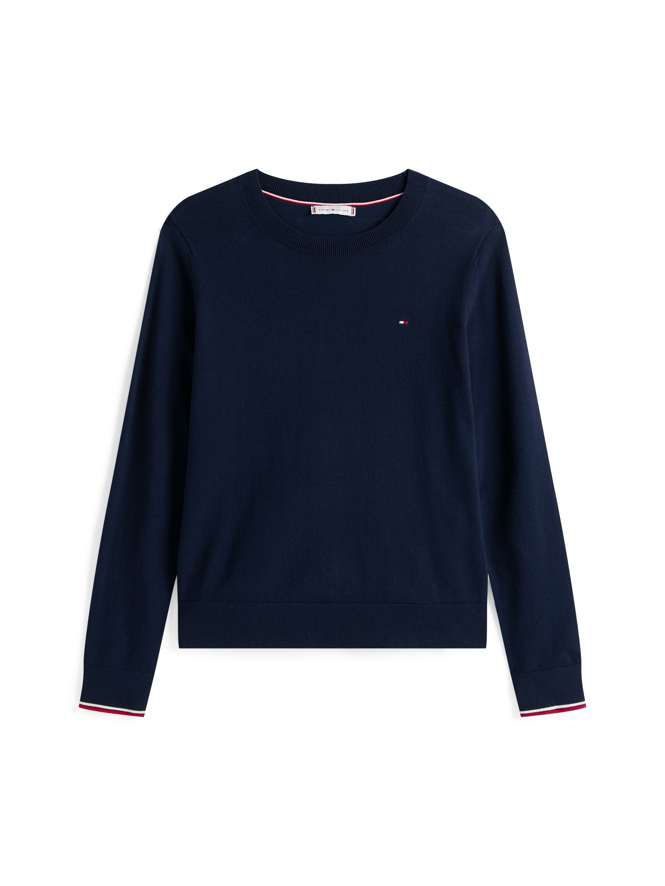 Tommy Hilfiger Rundhalspullover »CO JERSEY STITCH LS C-NK SWT«, mit Logostickerei