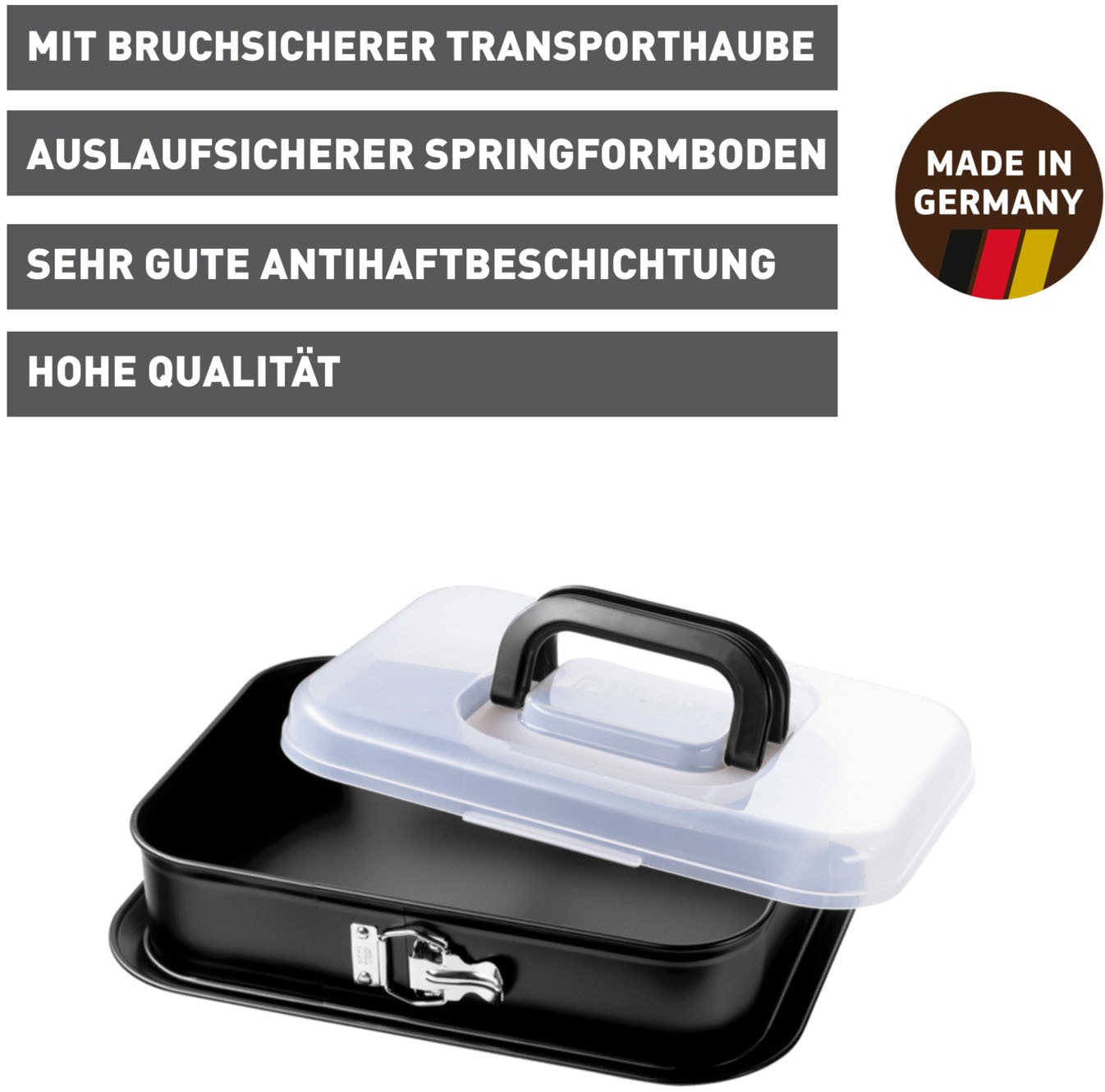 Kaiser Backformen Springform »Inspiration Springform rechteckig 36 x 24 cm, Backform mit Deckel« auslaufsicher, sehr gute Antihaftbeschichtung, Made in Germany