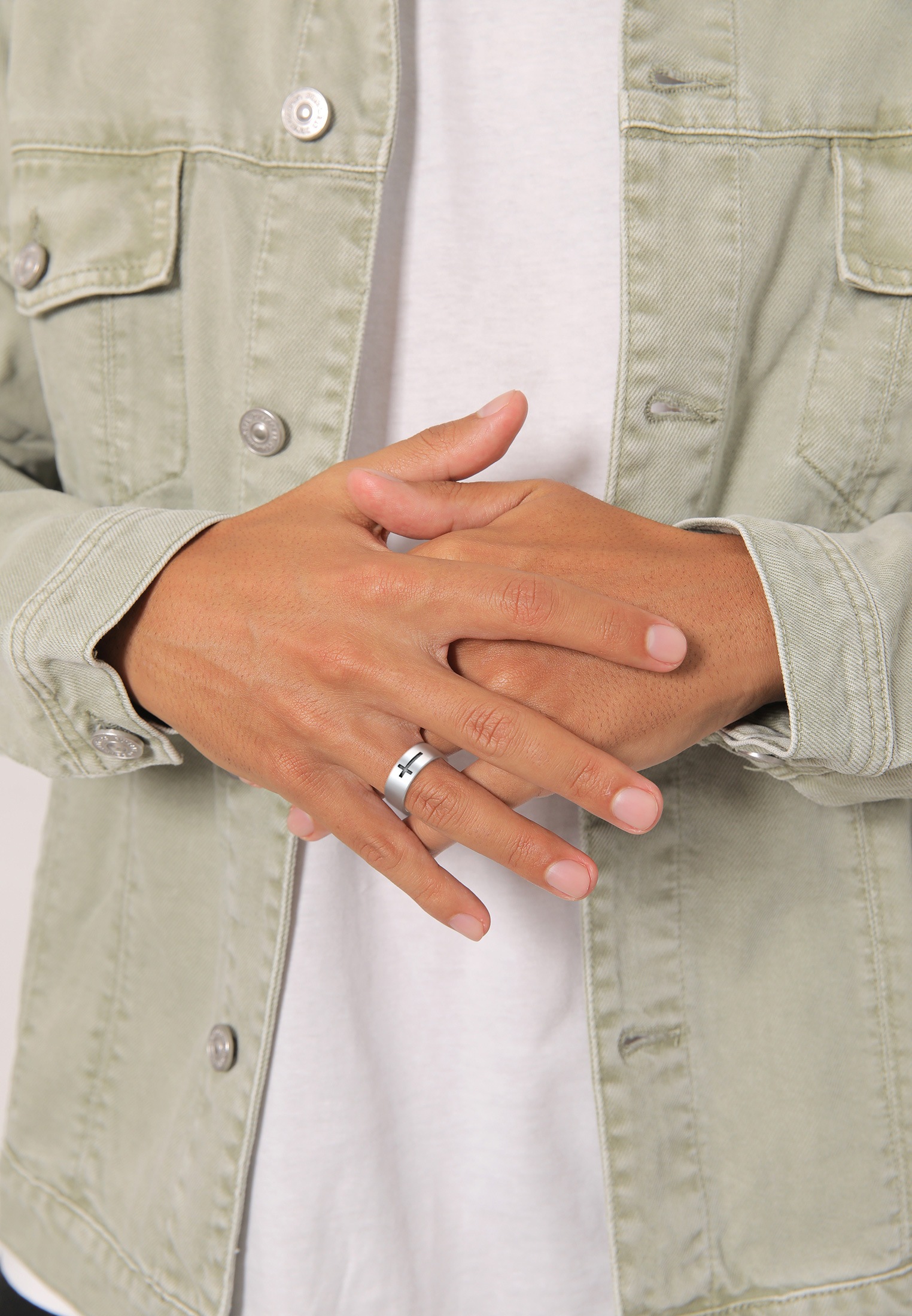 Kuzzoi Silberring »Ring Herren Bandring Kreuz Glanz 925 Silber«