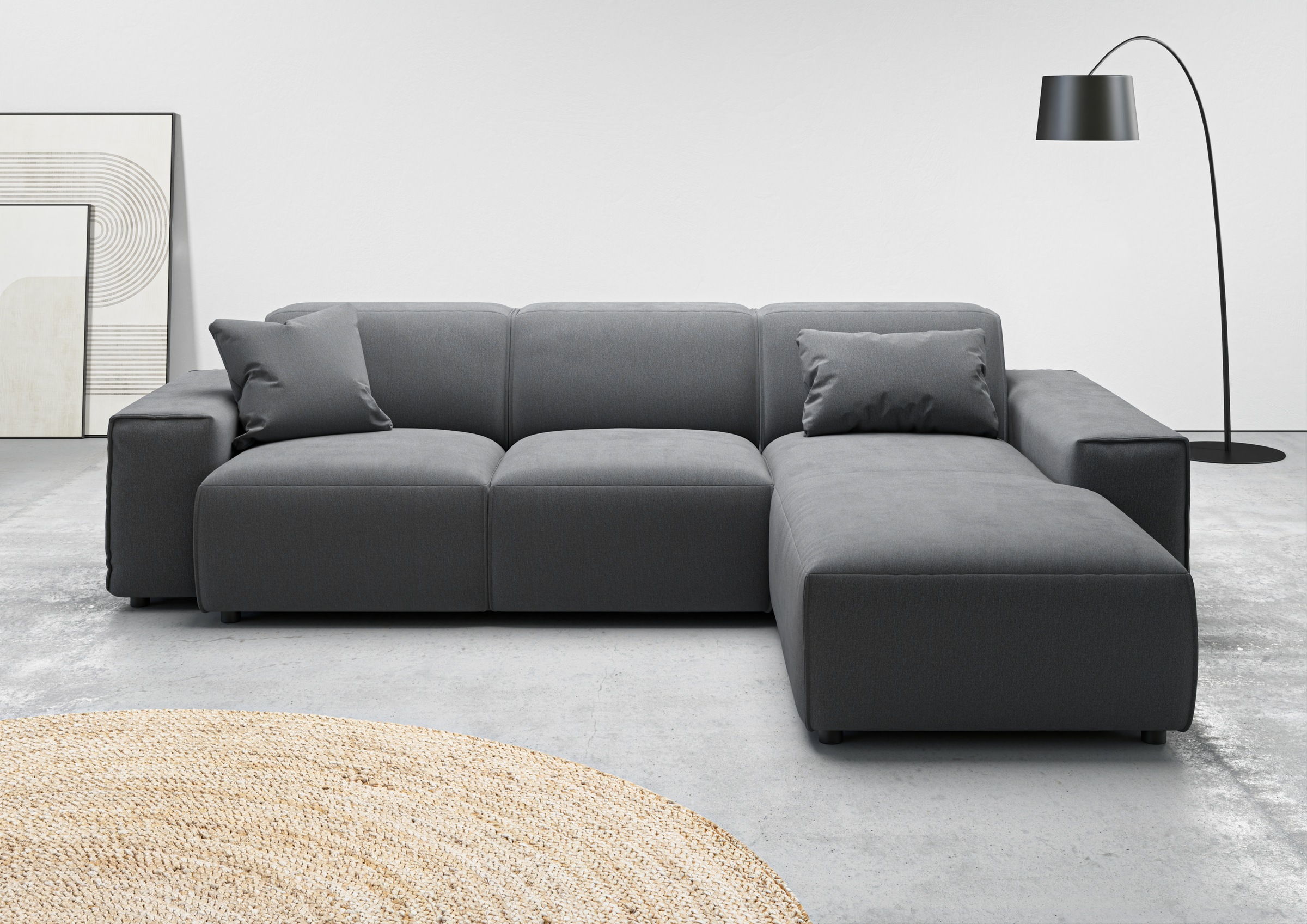 andas Ecksofa »Glimminge L-Form auch in Breitcord, Feincord + Easy care-Bezug,«, Breite 264, Zierkissen