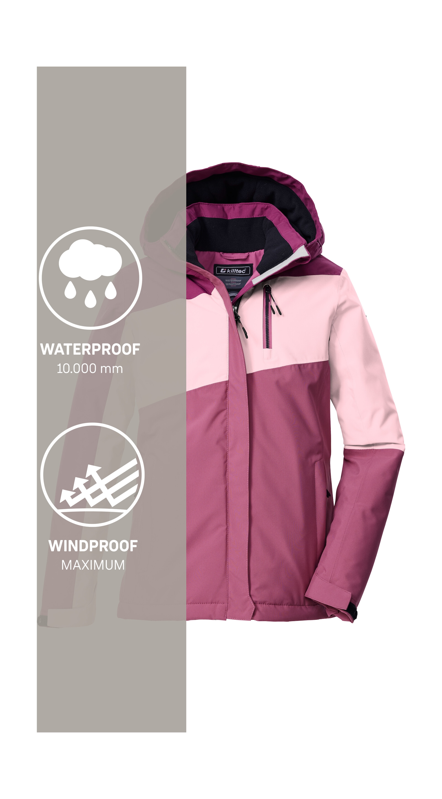 Killtec Funktionsjacke »KOW 218 GRLS JCKT«, Winddichte, wasserdichte Kinderjacke mit verstellbarer Kapuze