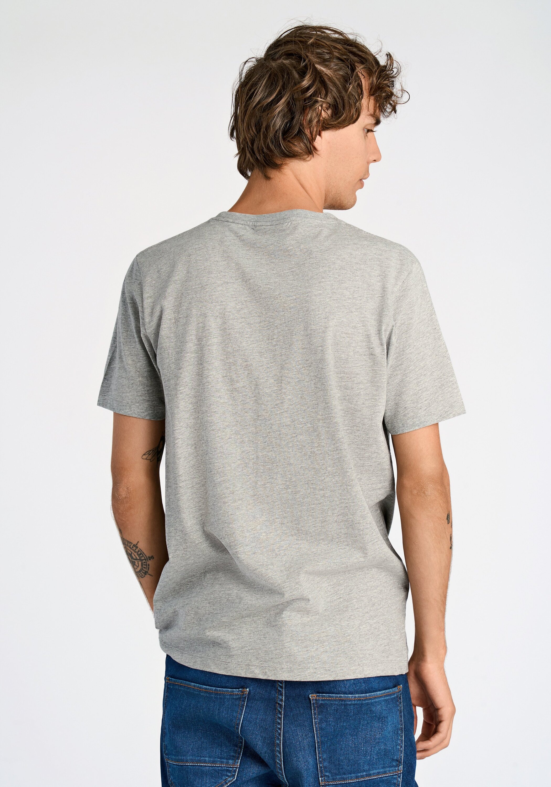 T-Shirt LINDBERGH "T-Shirt Relaxed Fit", Herren, Gr. XL, schwarz-weiß (wh, bl, gr), Obermaterial: 100% Baumwolle, unifarben, lässig geschnitten, Rundhals, Shirts T-Shirt 2