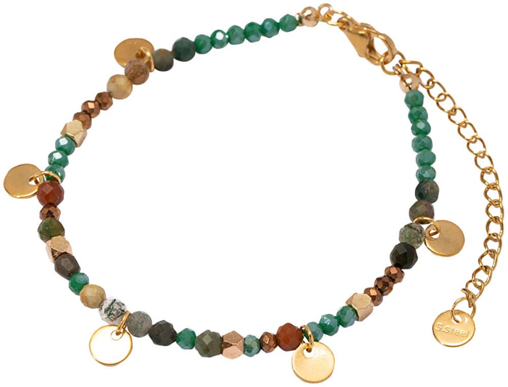 Firetti Armband »Schmuck Geschenk Edelstahl Armschmuck Armkette Edelstein Plättchen«, Made in Germany - mit Labradorit oder Achat