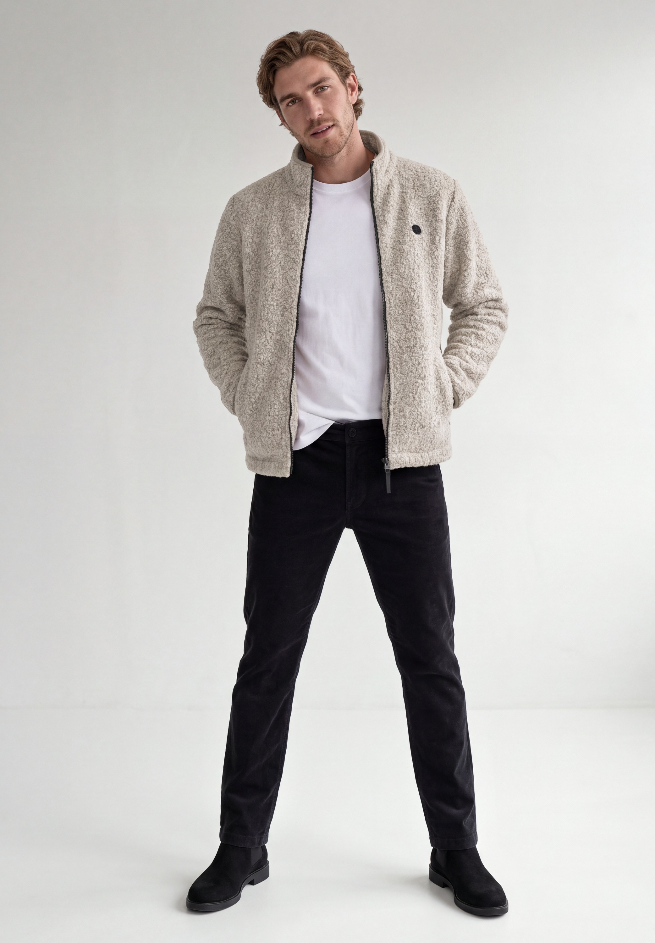 STREET ONE MEN Fellimitatjacke ohne Kapuze in Unifarbe