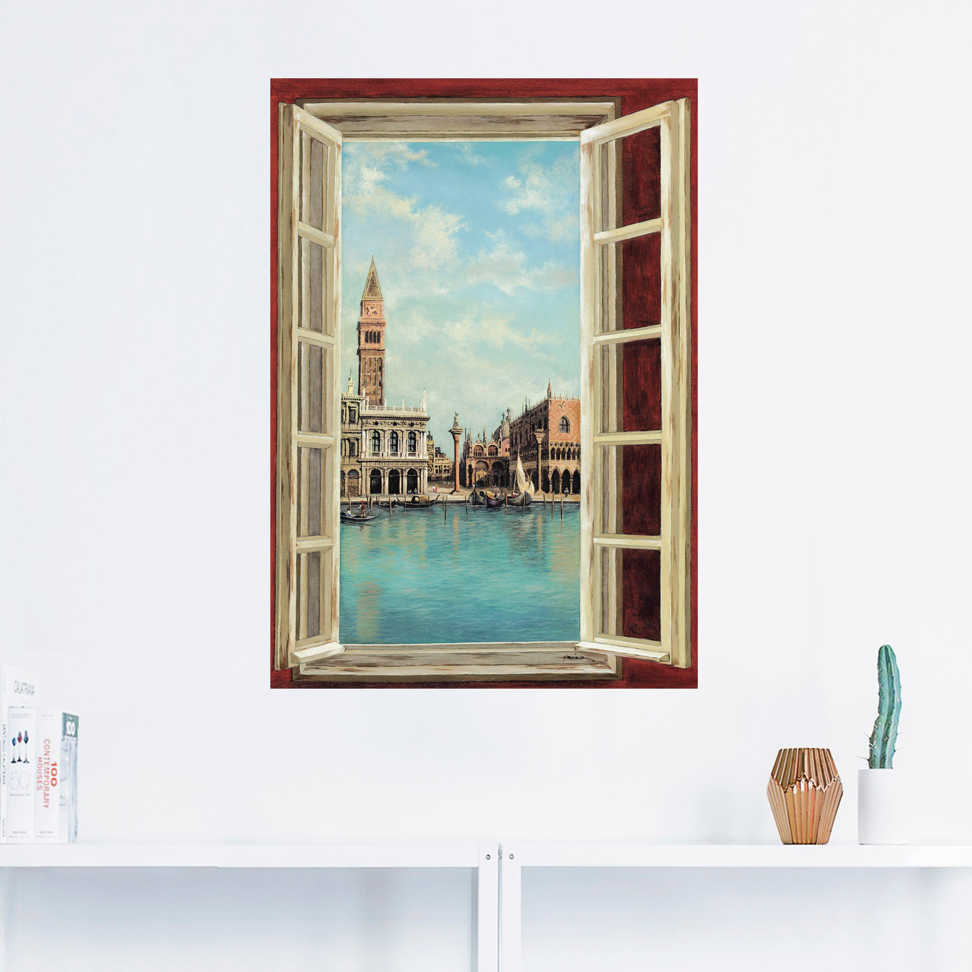 Artland Wandbild »Fenster mit Blick auf Venedig«, Fensterblick, (1 St.), als Leinwandbild, Poster, Wandaufkleber in verschied. Größen