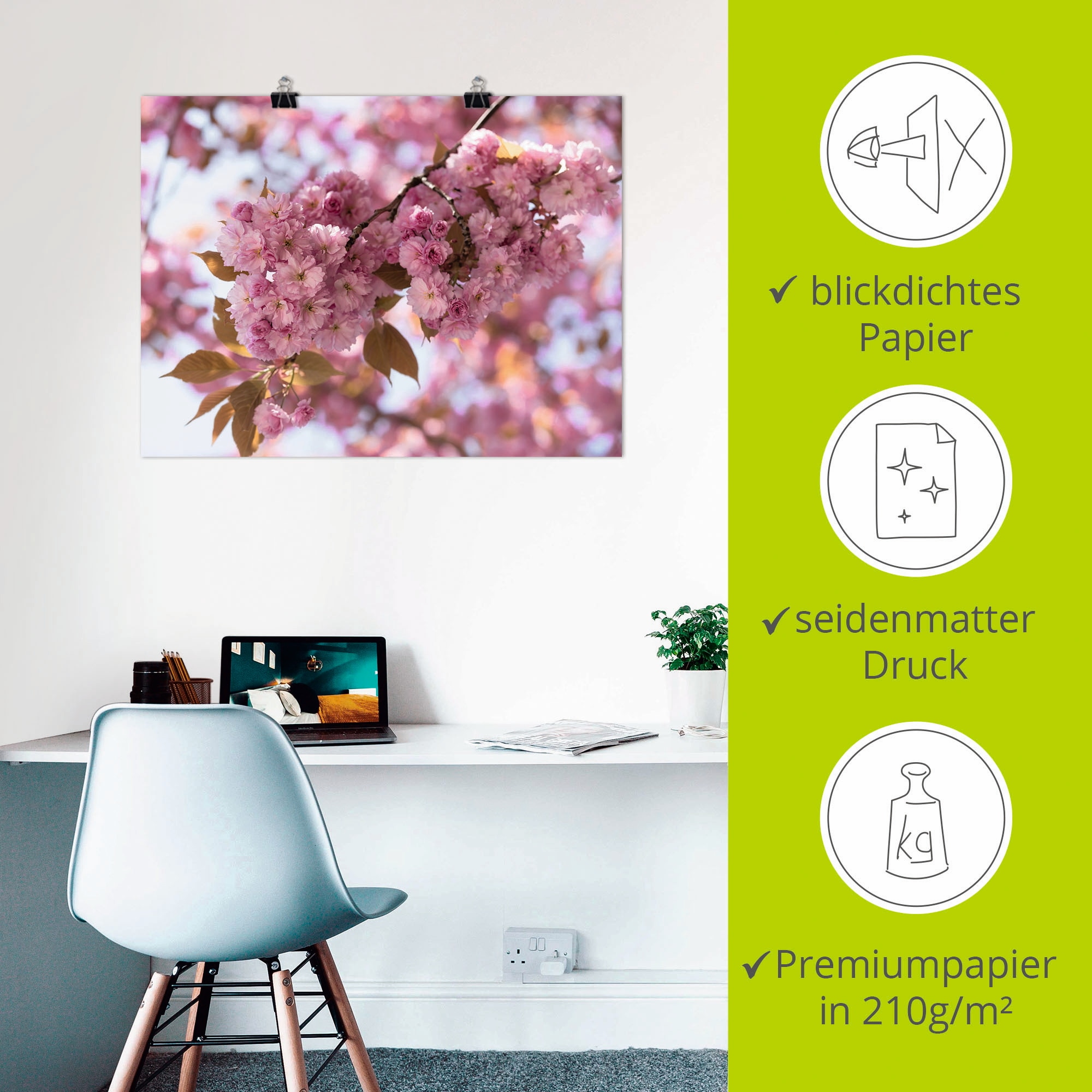 Artland Wandbild »Japanische Kirschblüte in Love I«, Blumen, (1 St.), als Leinwandbild, Poster, Wandaufkleber in verschied. Größen