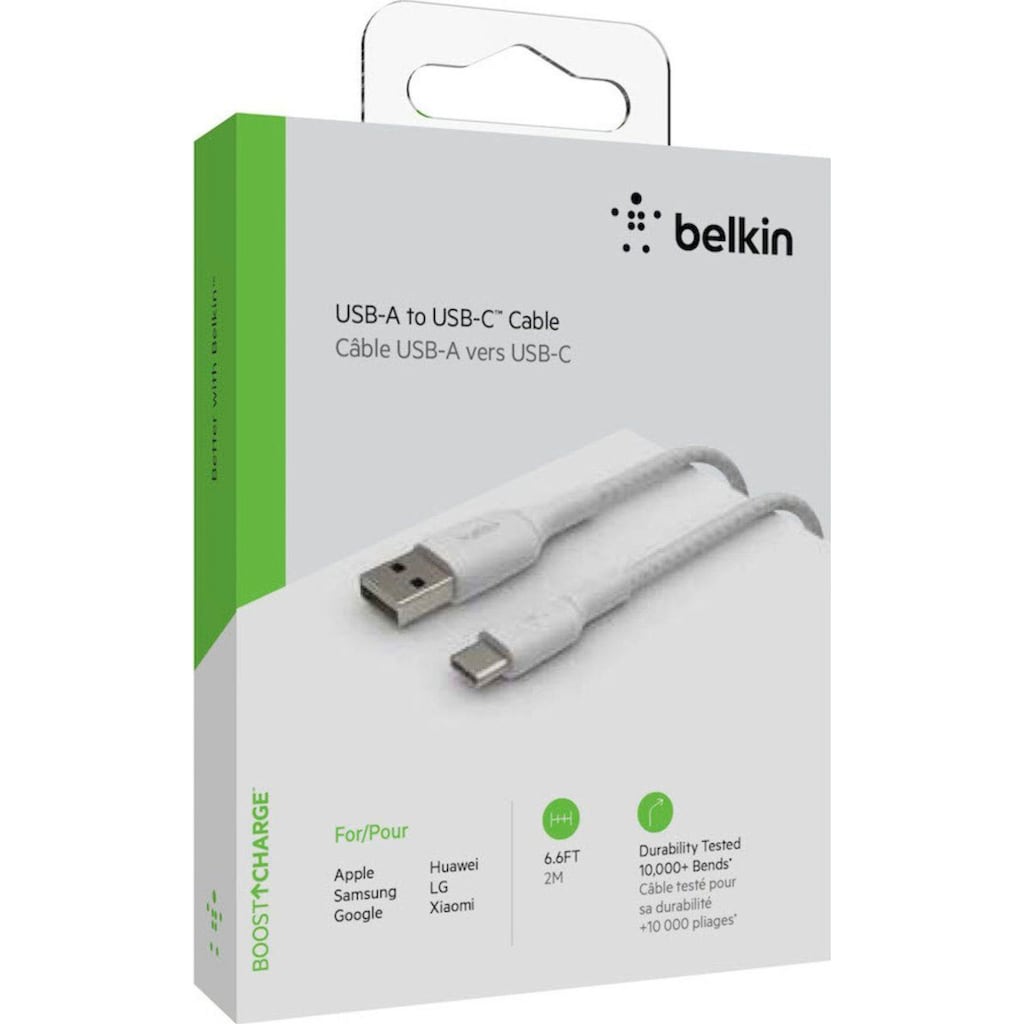 Belkin USB-Kabel »USB-C/USB-A Kabel ummantelt, 2m«, USB-C, USB Typ A, 200 cm