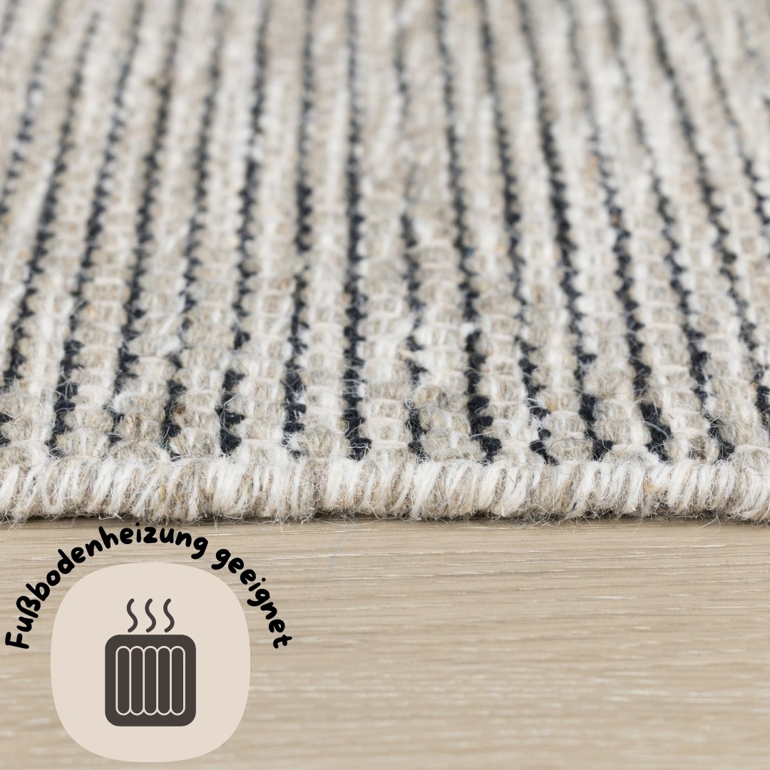 Thumbnail - OTTO home Bettumrandung "Odenne" Höhe 10 mm Set, 3 tlg. handgewebter Wendeteppich, melierte Optik, reine Wolle, Wohnzimm...