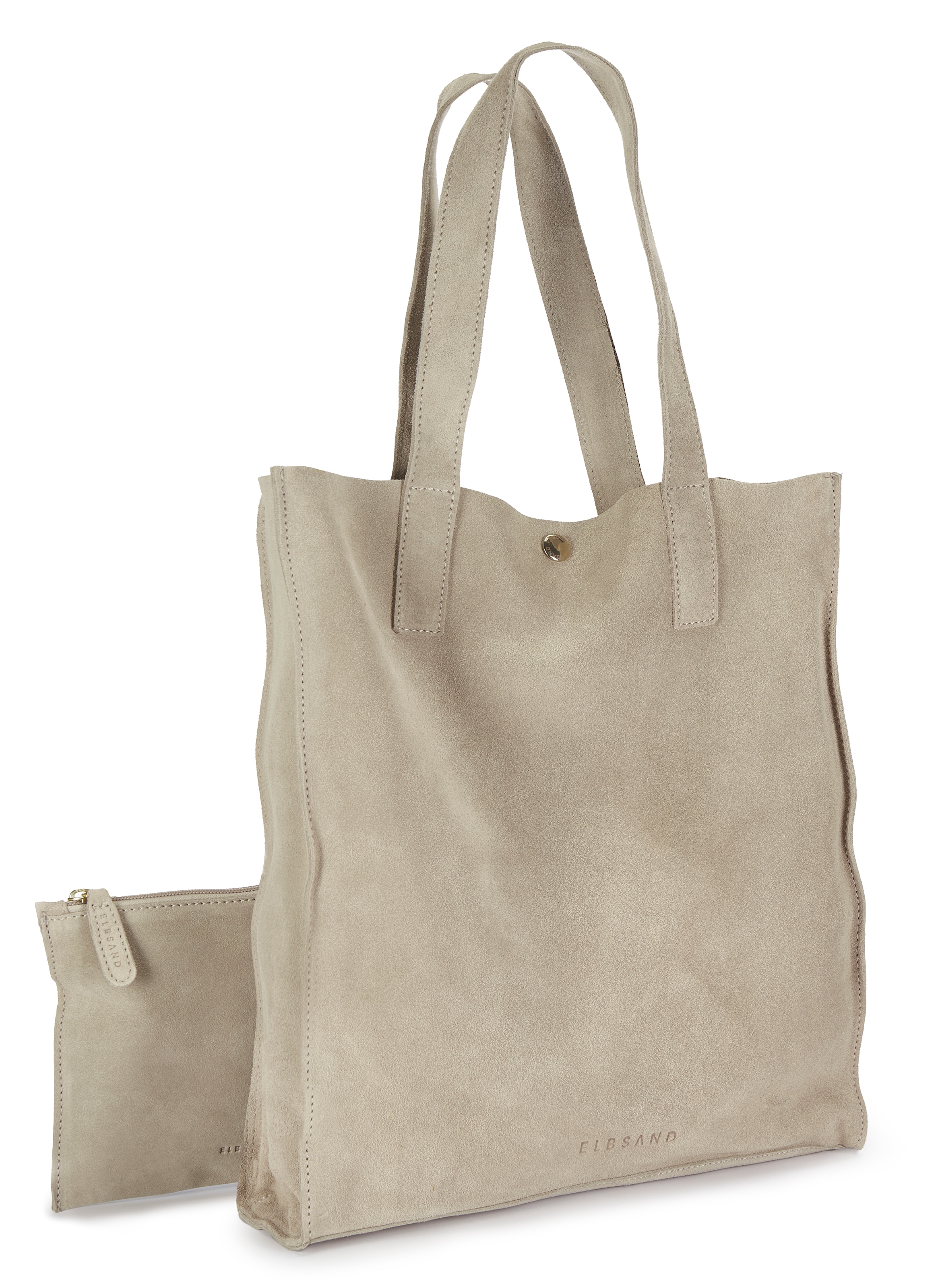 Elbsand Schultertasche "Shopper, Ledertasche, Handtasche, Tragetasche, Damentasche" aus weichem Veloursleder