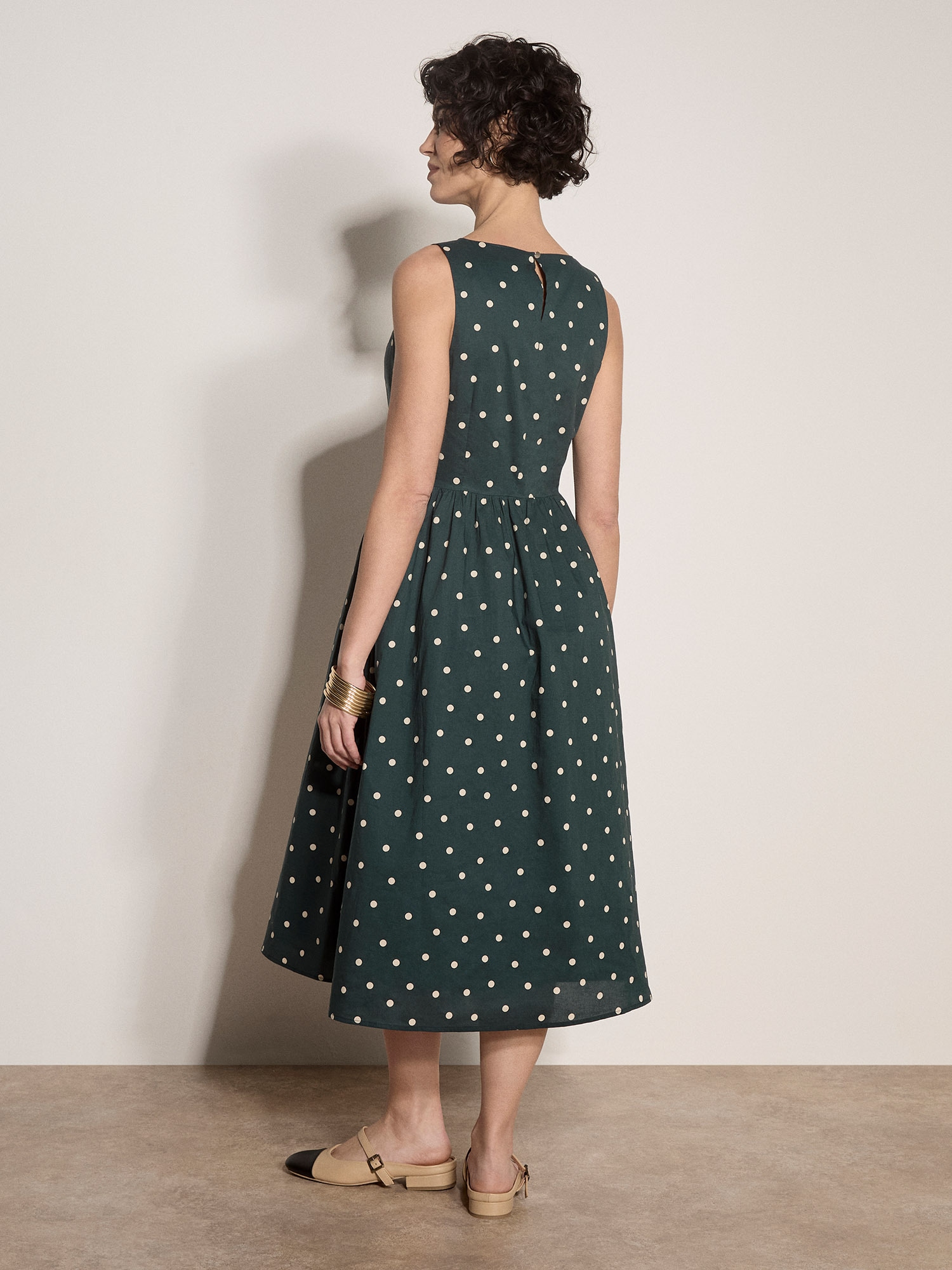Apricot Midikleid »Kleid mit Polka-Dot-Muster« mit Schlüssellochausschnitt am Rücken