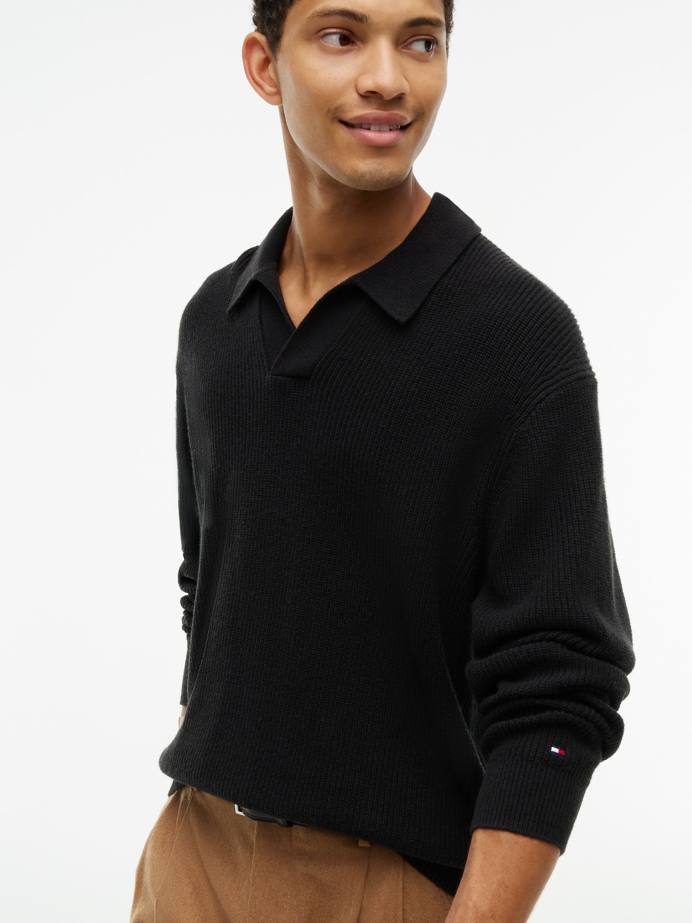 Tommy Hilfiger Rundhalspullover »FISHERMAN RIB JONNY COLLAR« aus Wollmix