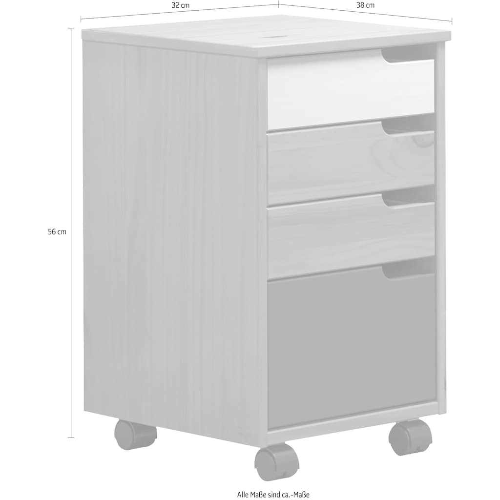 INTER-FURN Rollcontainer »Mestre«, Korpus und Front aus massivem Kiefernholz