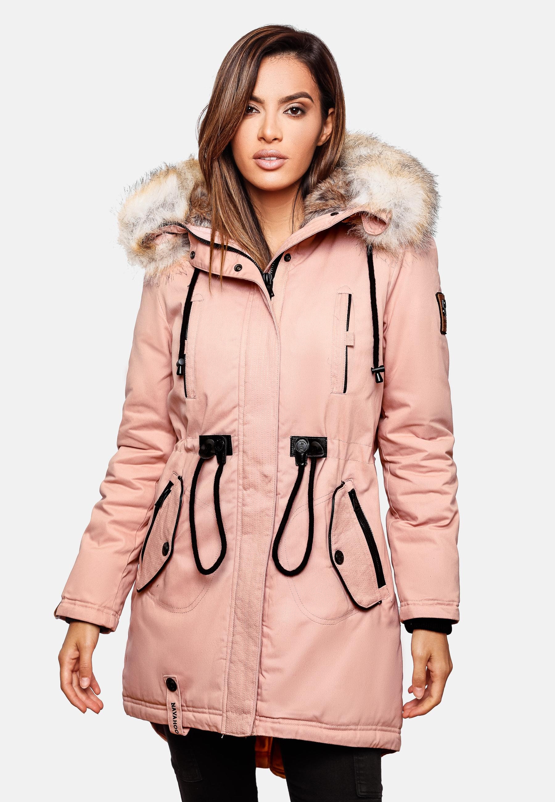 stylischer Damen BAUR Winterparka Kapuze mit | Wintermantel Navahoo »Bombii«, Kunstfell- kaufen