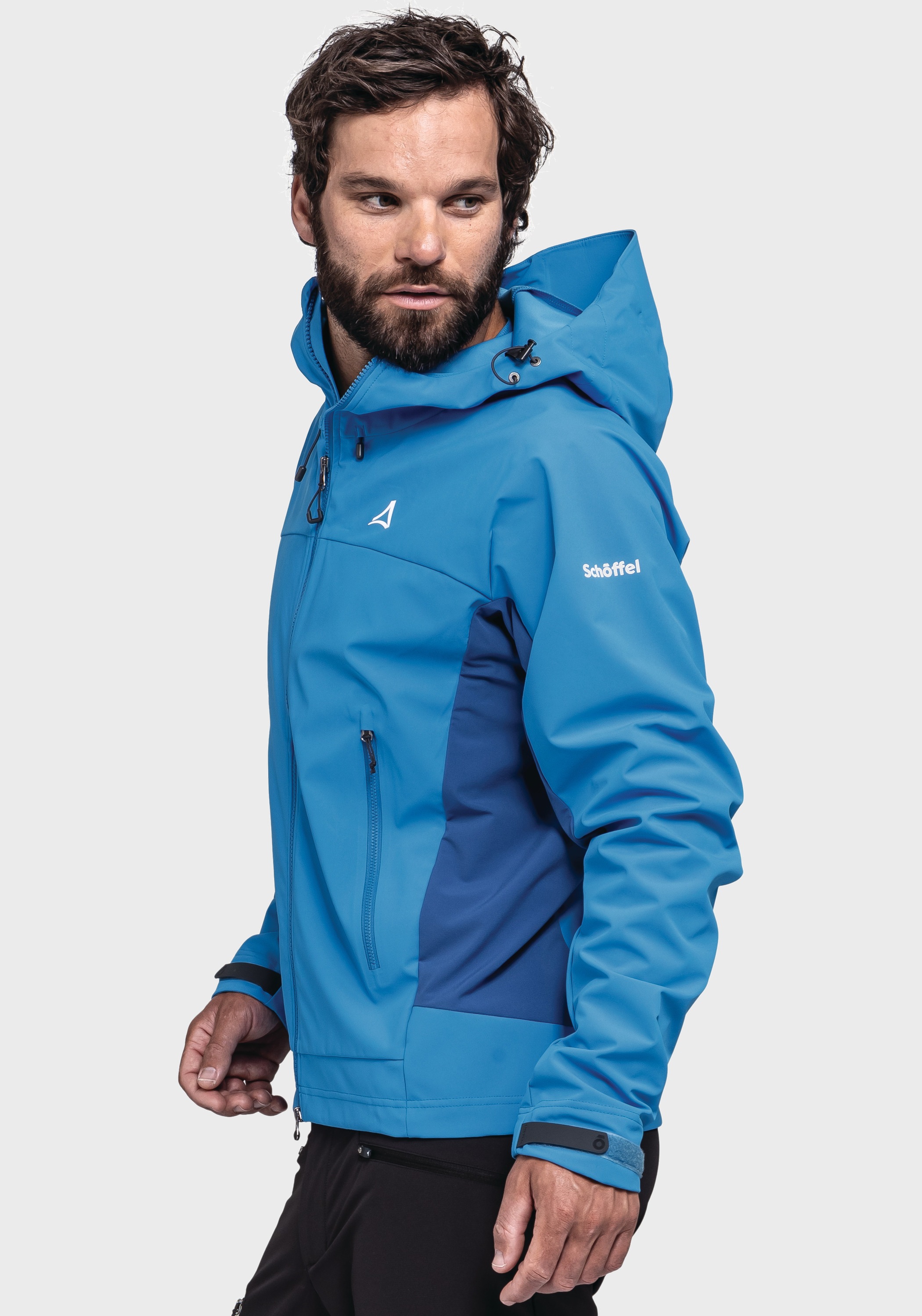 Schöffel Outdoorjacke »Mountain Softshell Jk Style Blaueis MNS«, mit Kapuze