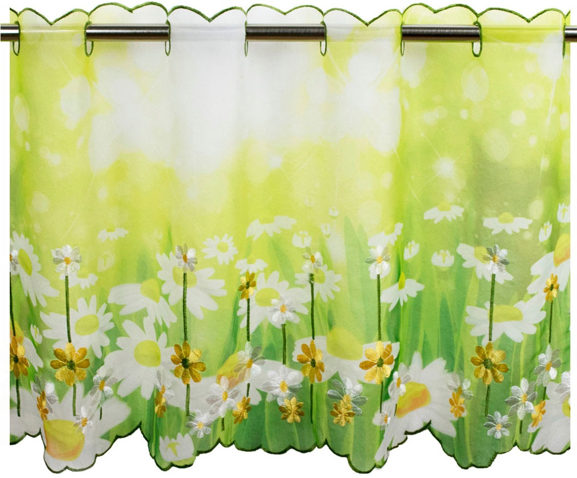 Delindo Lifestyle Scheibengardine "Margeriten" Stangendurchzug 1 Stk. tlg. günstig online kaufen