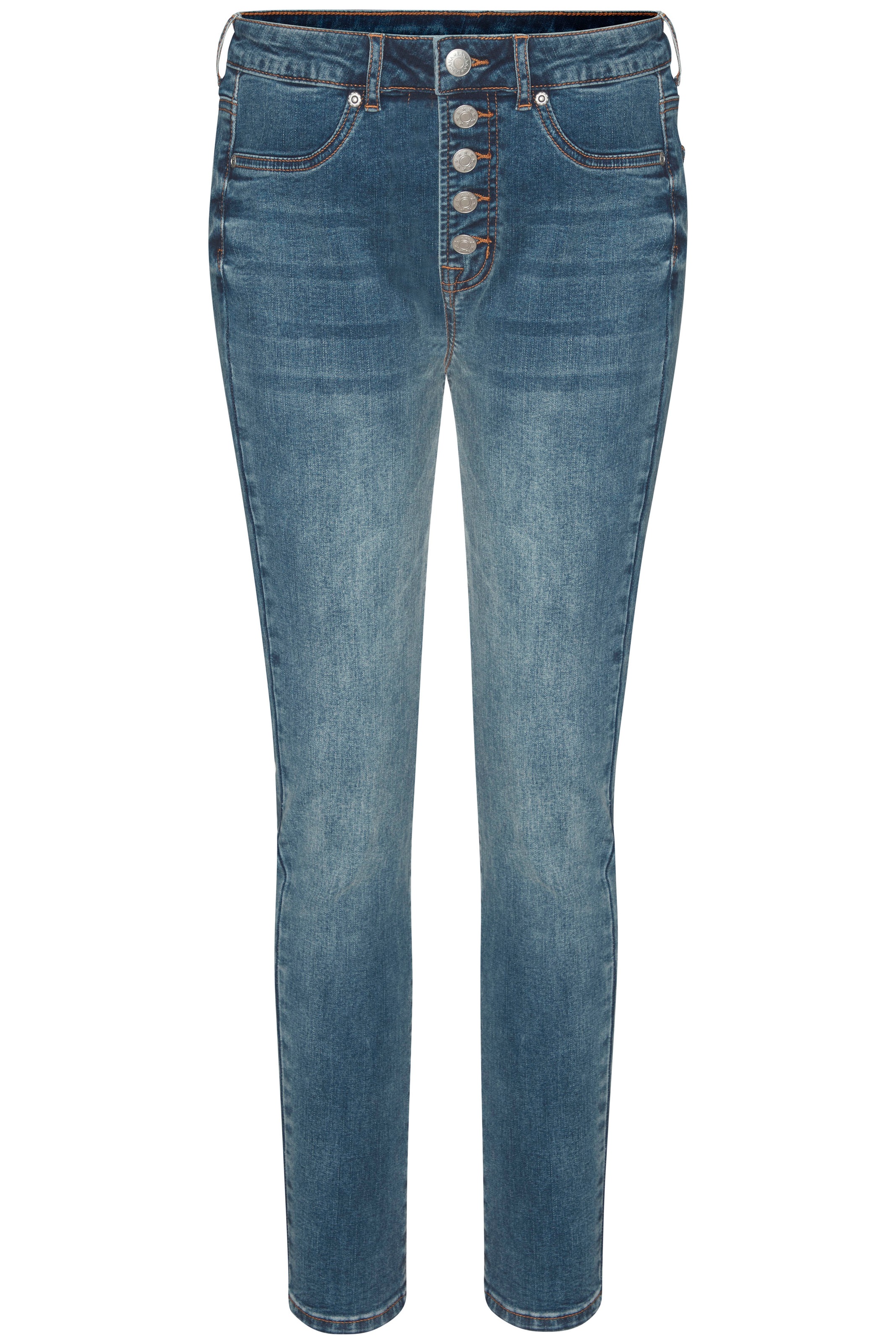 LASCANA High-waist-Jeans, mit sichtbarer Knopfleiste und Stretch-Anteil, Skinny, High Waist