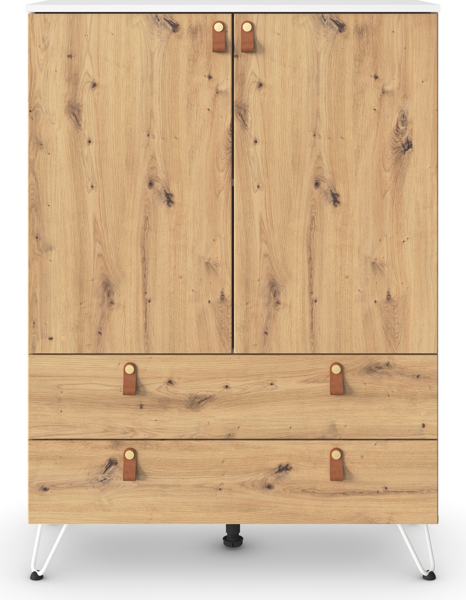 rauch Hochkommode »Homey by Aditio«, mit Grifflaschen in Leder, 2 Schubladen mit Softclose-Funktion