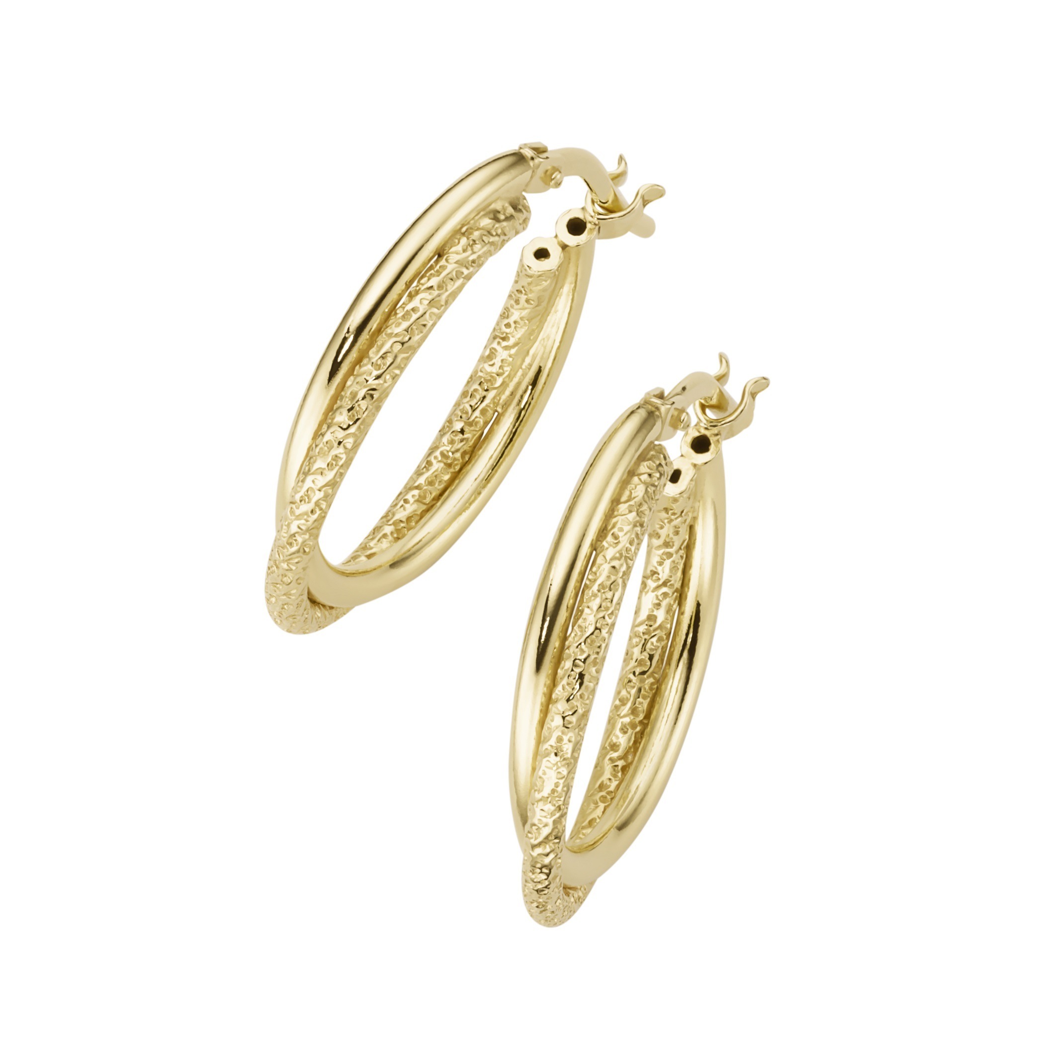 Paar Creolen SMART JEWEL "zweireihig, glänzend und strukturiert, Silber 925", gold, Ohrringe, Damen, Silber 925 (Sterlingsilber)